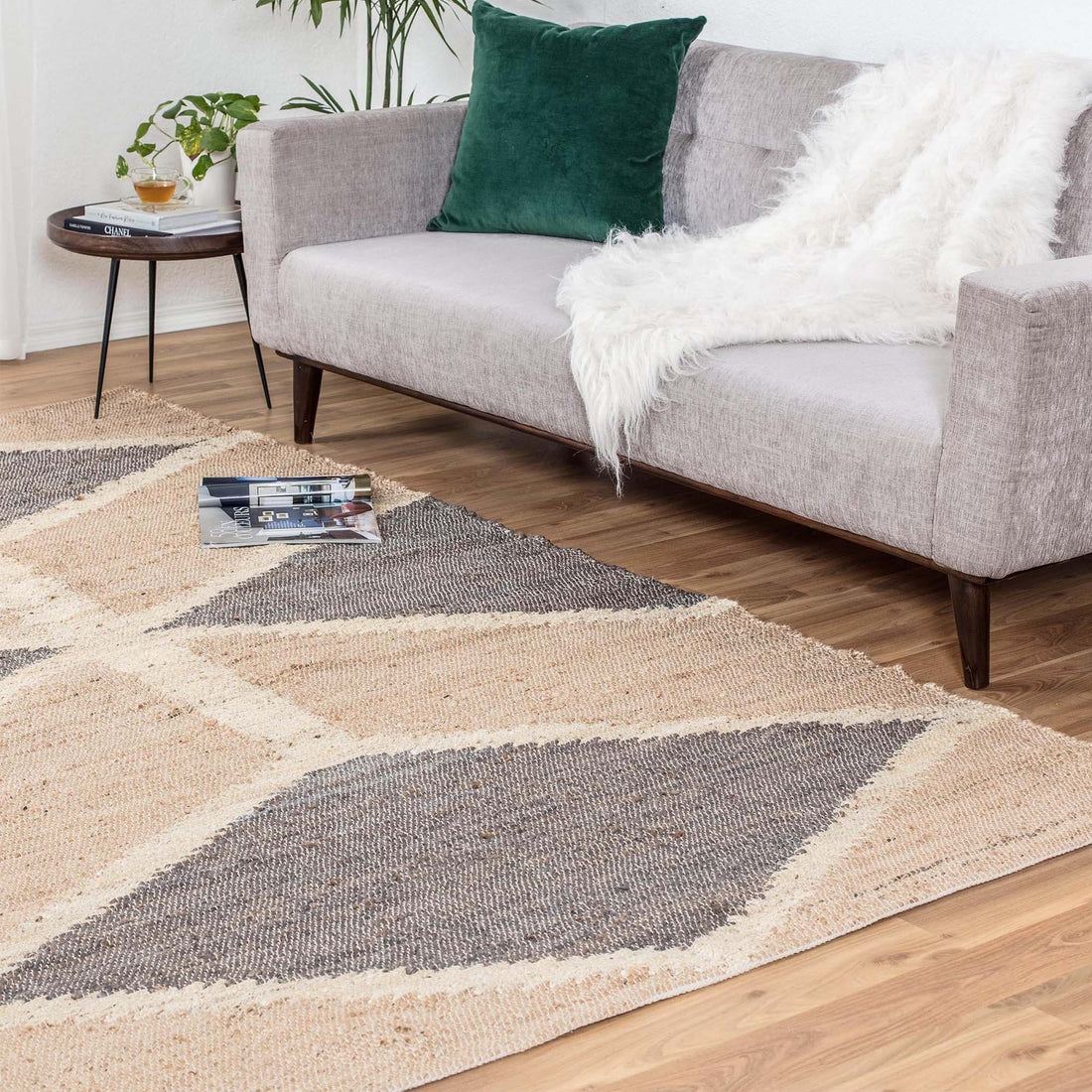 Mountains of the Moon Natural Gray & Ivory Jute Area Rug