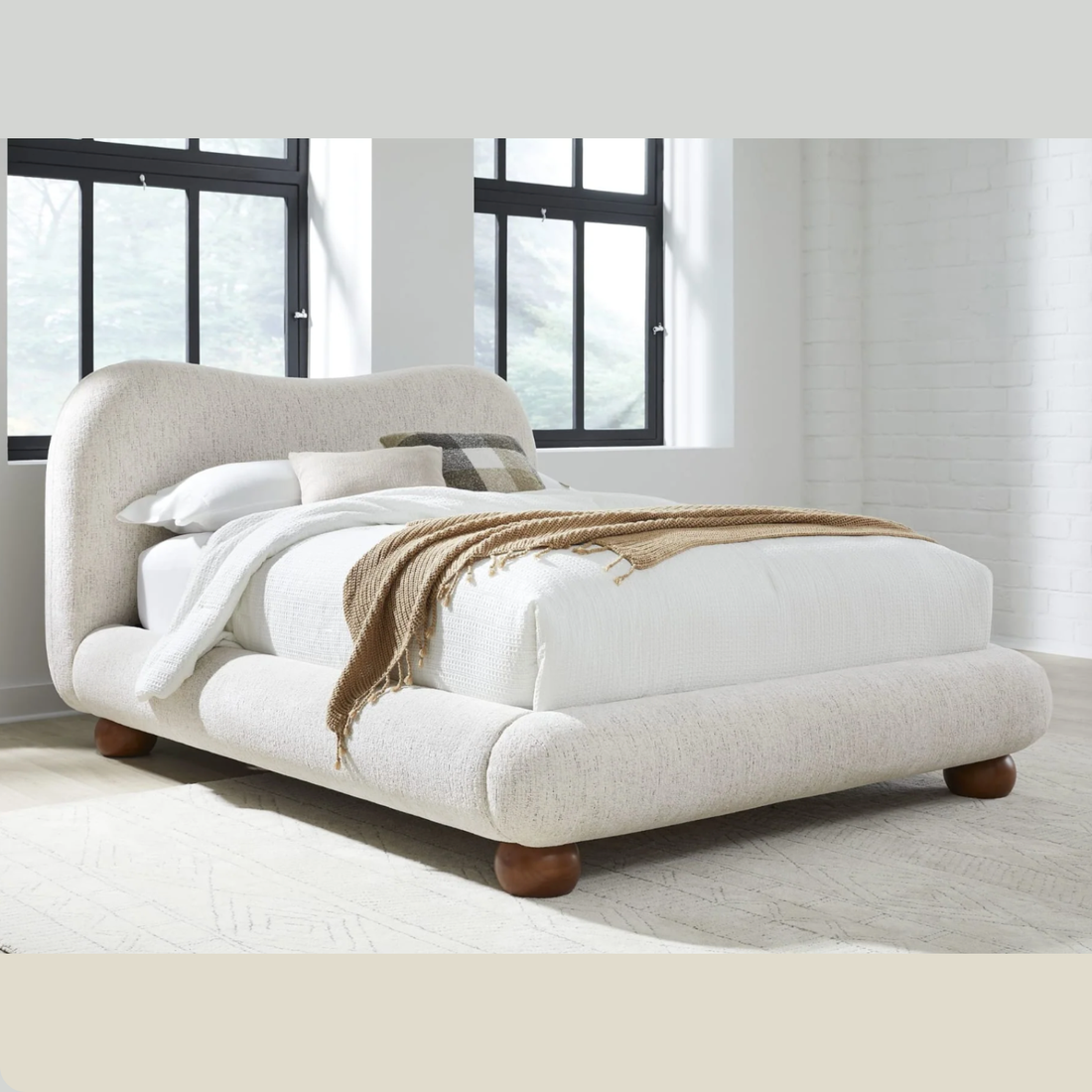 Afra Chenille Upholstered Platform Bed