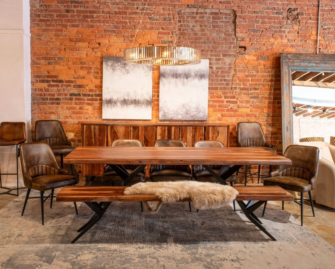 Rosewood 94" Live Edge Dining Table in Natural Sheesham - Home Trends & Design
