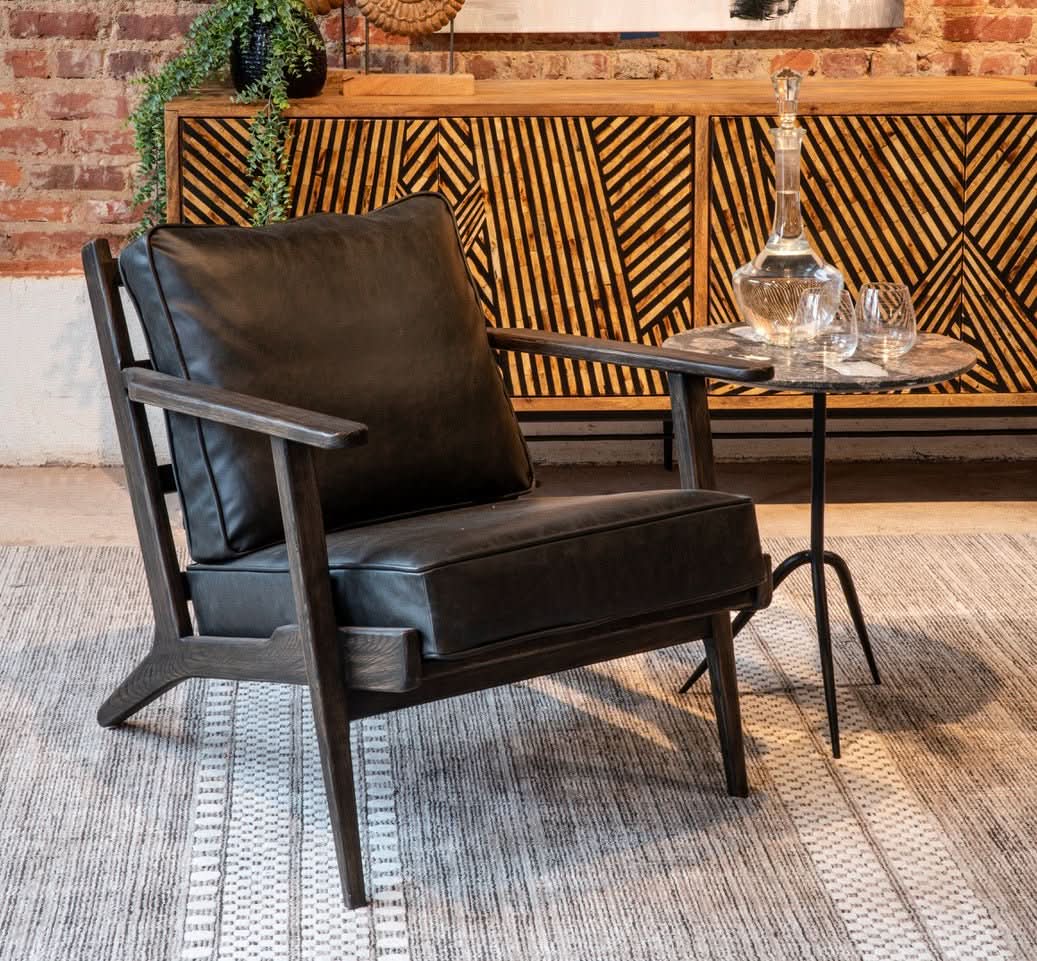 Robert Modern Black Leather Arm Chair - Home Trends & Design