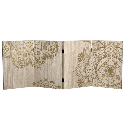2 ft. Short Double Sided Mandala on Oak Canvas Folding Screen