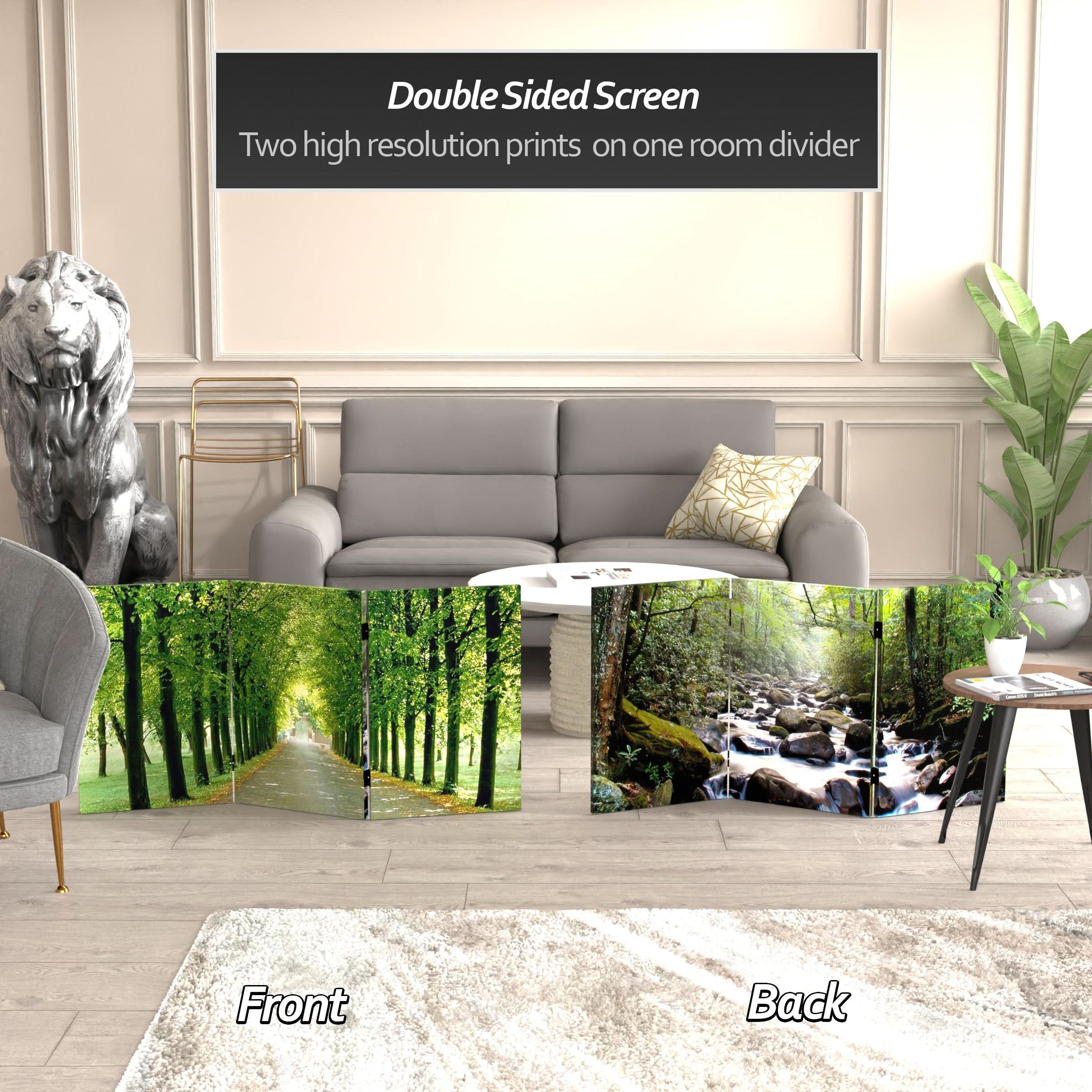 2 ft. Short Double Sided Path of Life Canvas Folding Screen