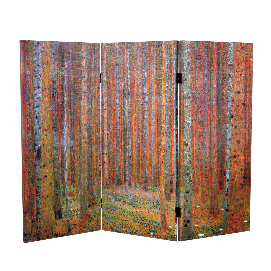 3 ft. Short Double Sided Works of Klimt Canvas Folding Screen - Tannenwald/Farm Garden