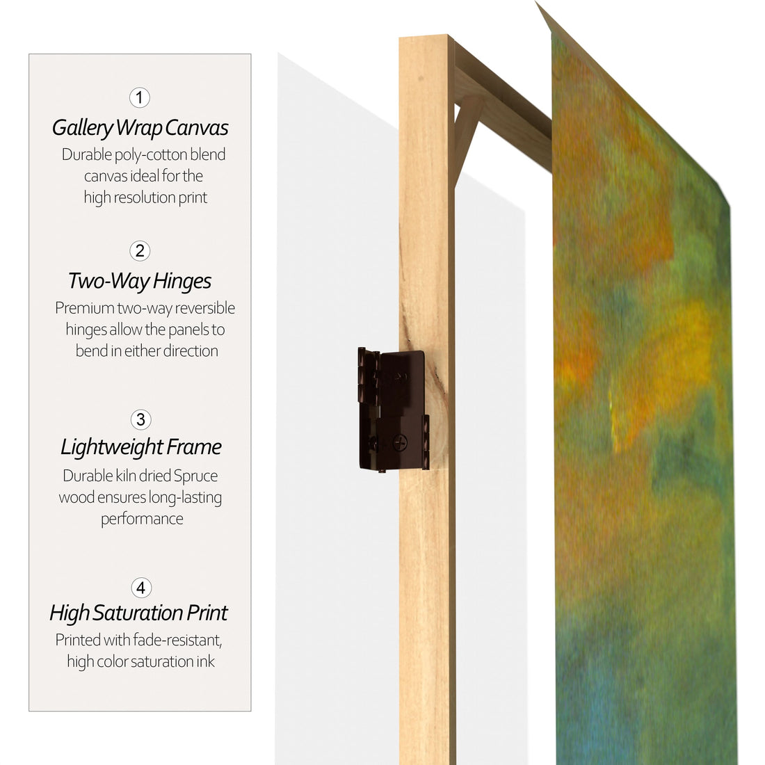 3 ft. Short Double Sided Works of Monet Canvas Folding Screen - Impression Sunrise/Houses of Parliament