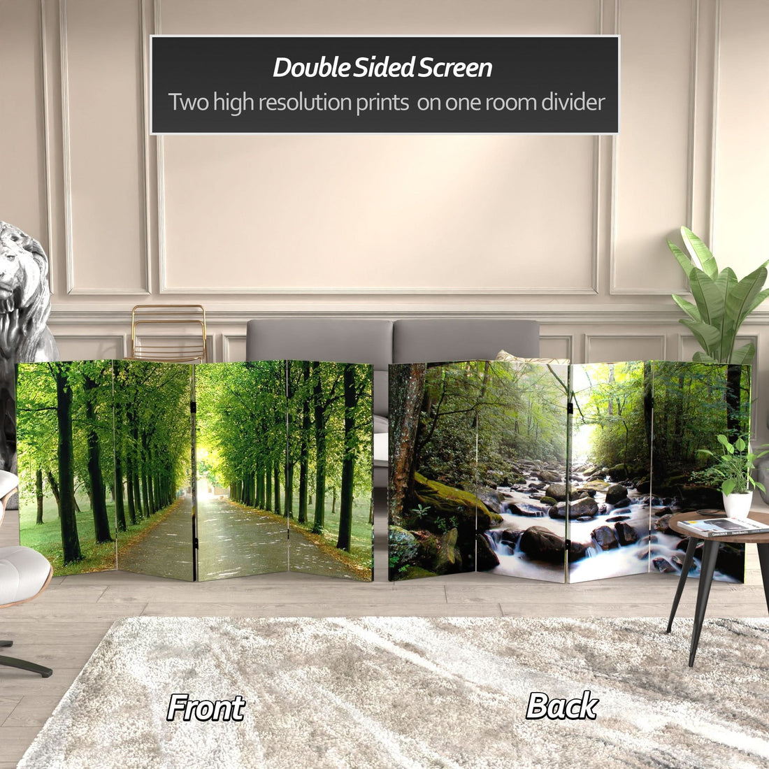 3 ft. Short Double Sided Path of Life Canvas Folding Screen