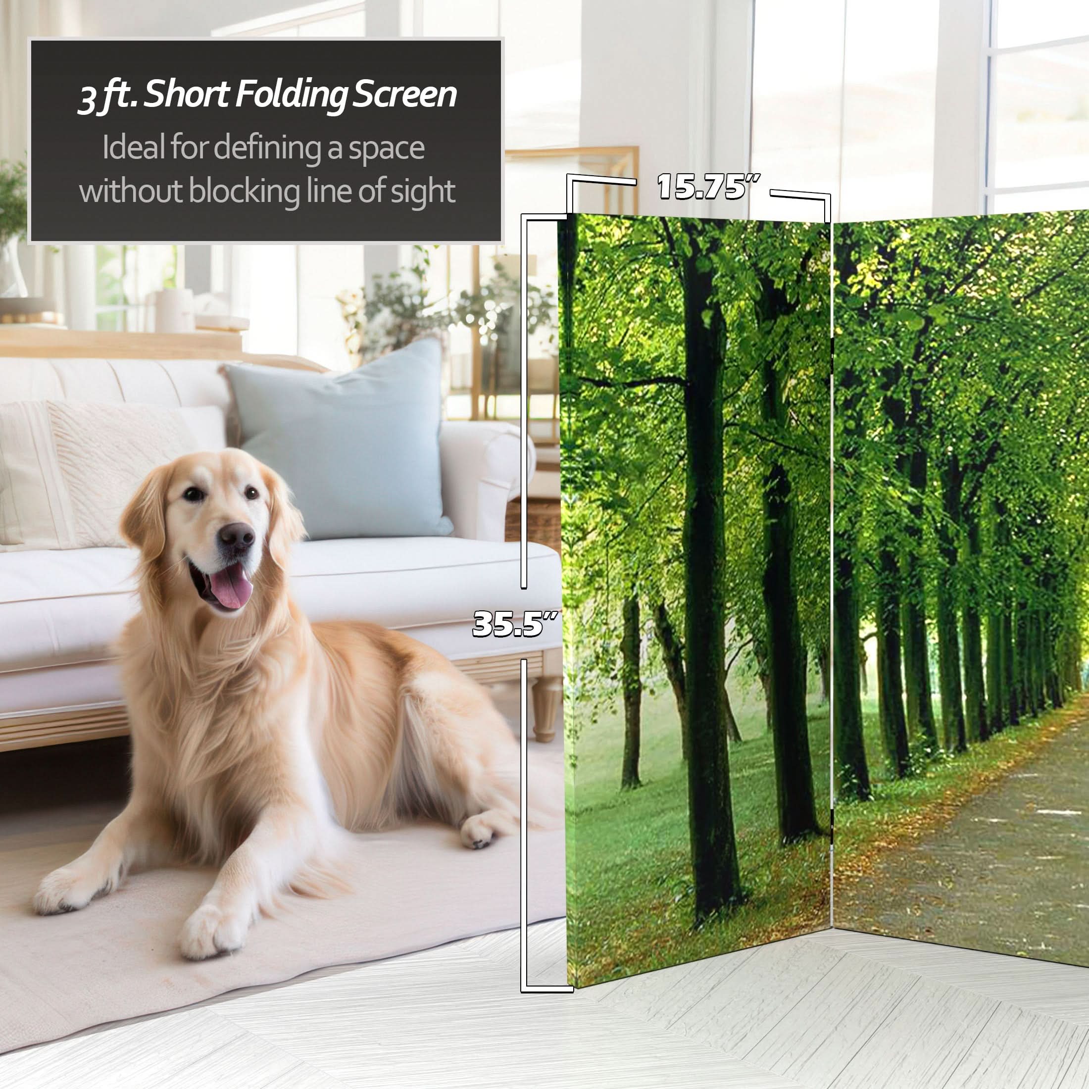 3 ft. Short Double Sided Path of Life Canvas Folding Screen