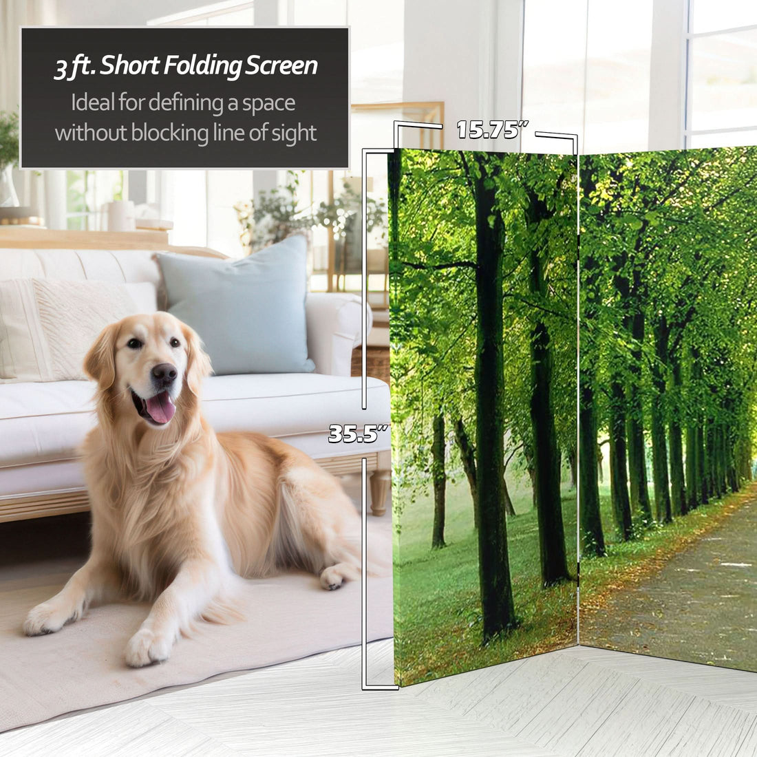 3 ft. Short Double Sided Path of Life Canvas Folding Screen