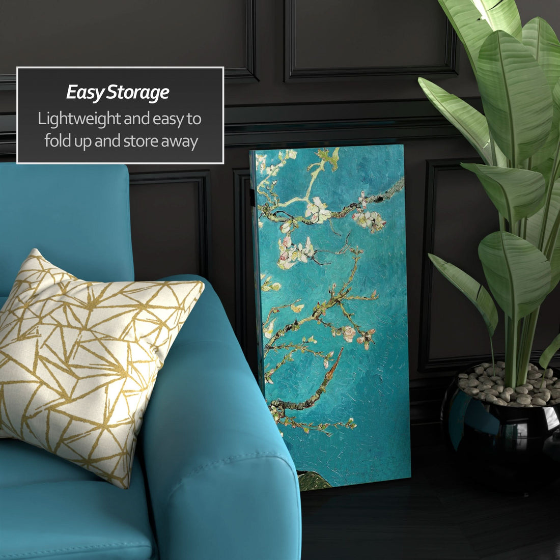 3 ft. Short Double Sided Works of Van Gogh Canvas Folding Screen - Almond Blossoms/Wheat Field