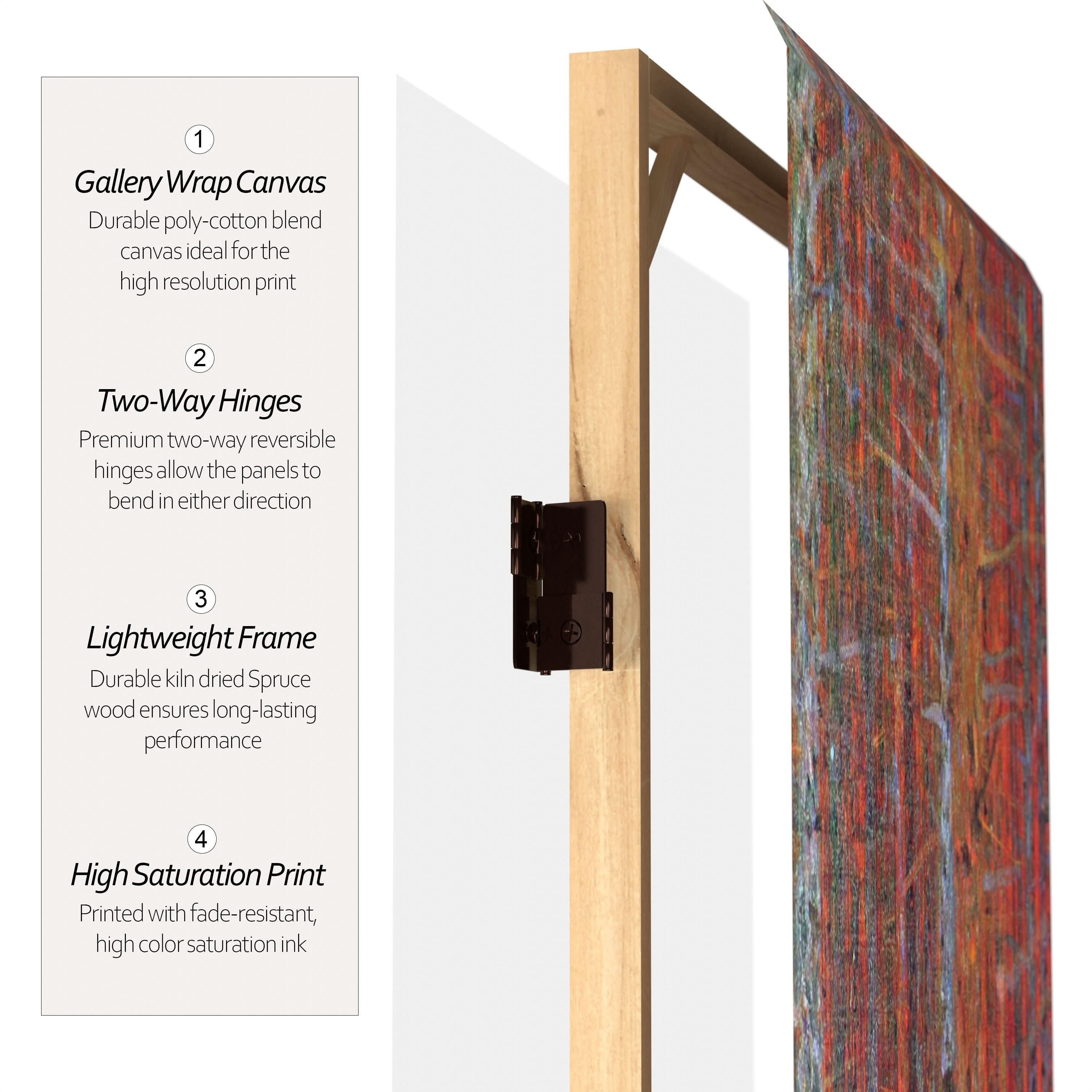 4 ft. Short Double Sided Works of Klimt Canvas Folding Screen - Tannenwald/Farm Garden