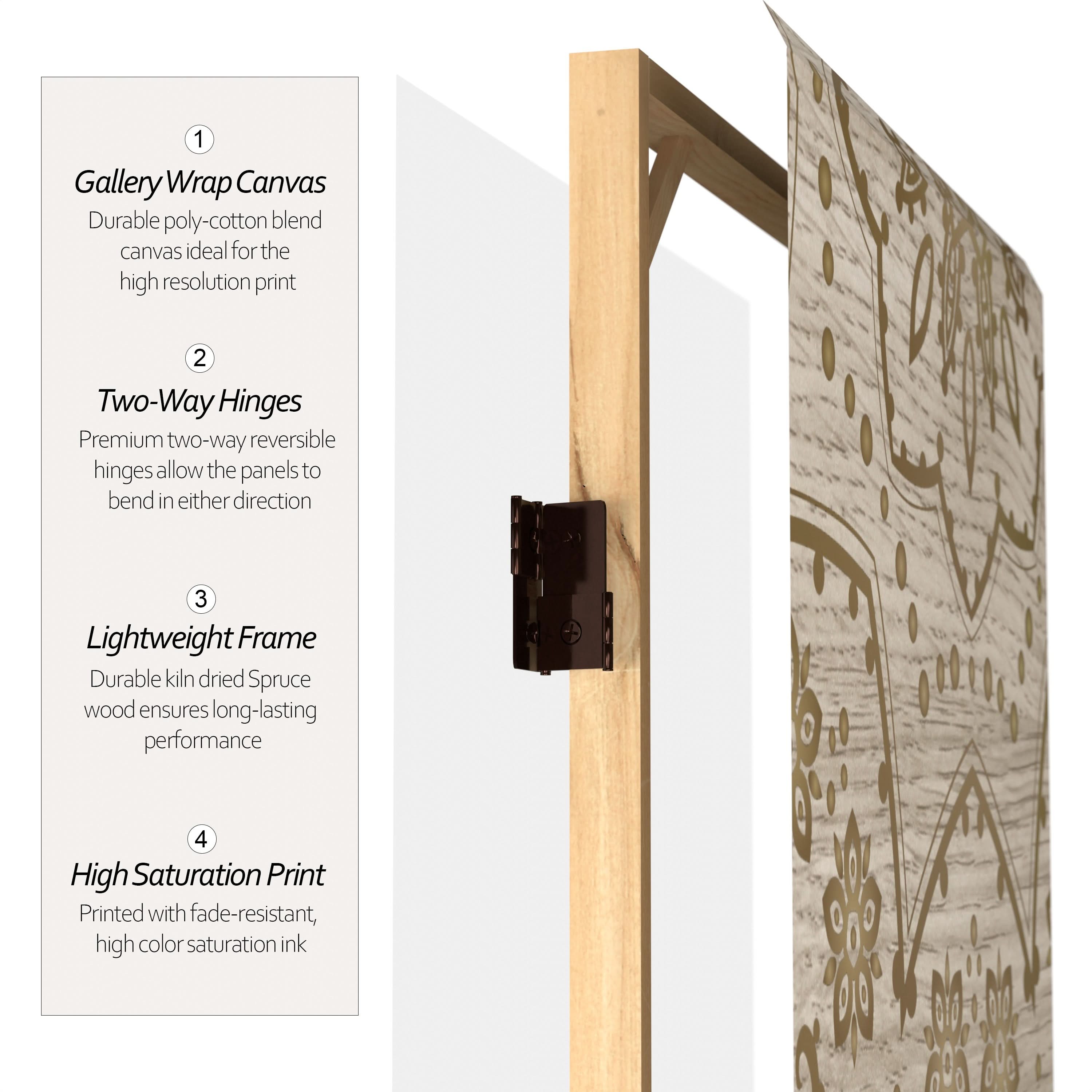 4 ft. Short Double Sided Mandala on Oak Canvas Folding Screen