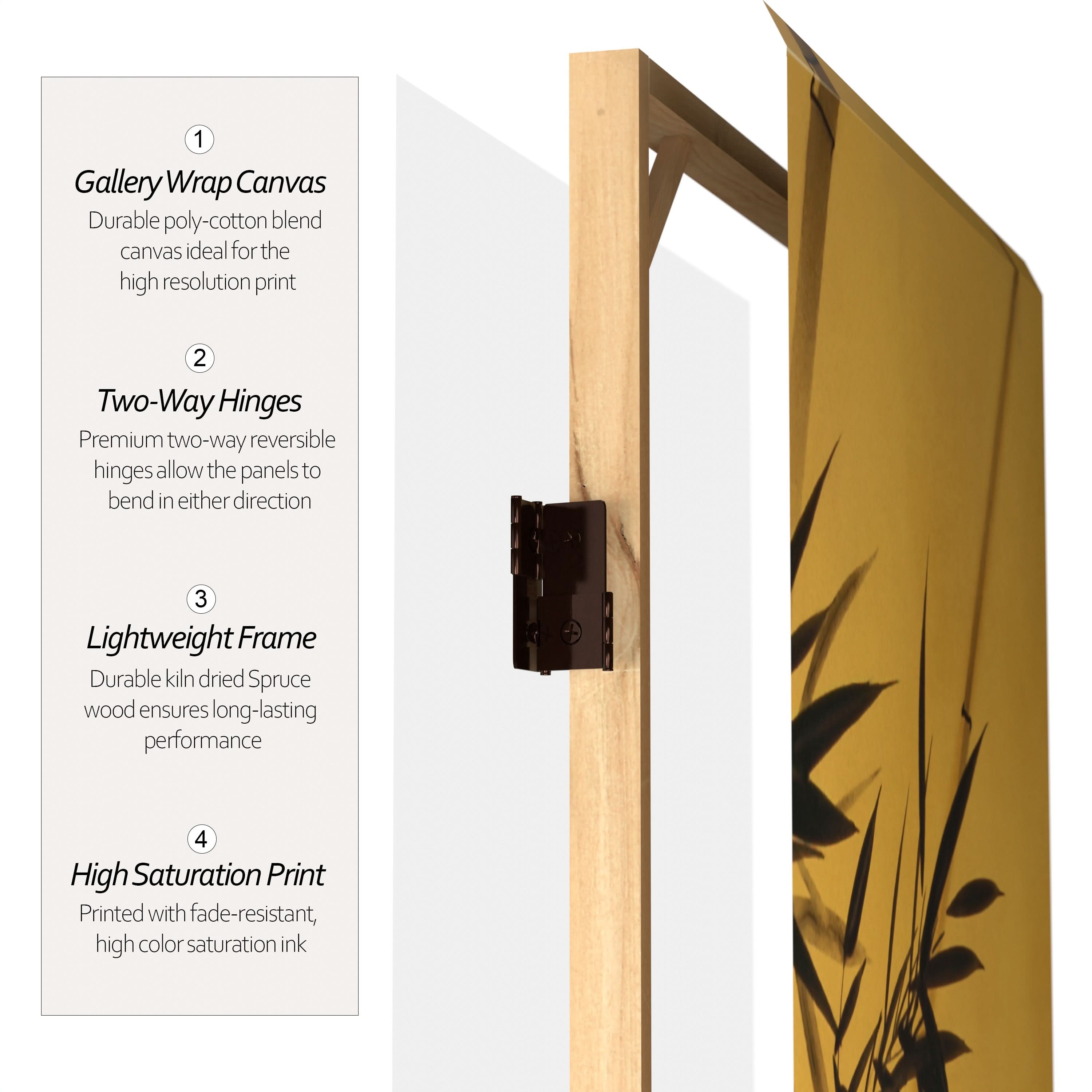 4 ft. Short Double Sided Bamboo Tree Canvas Folding Screen