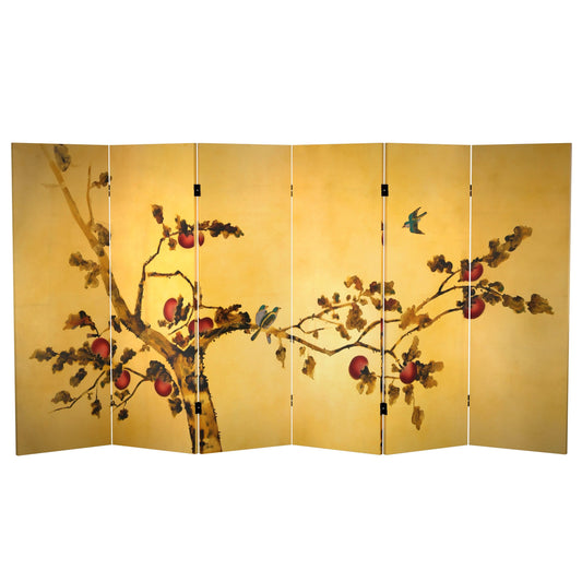 4 ft. Short Double Sided Plum Tree Canvas Folding Screen