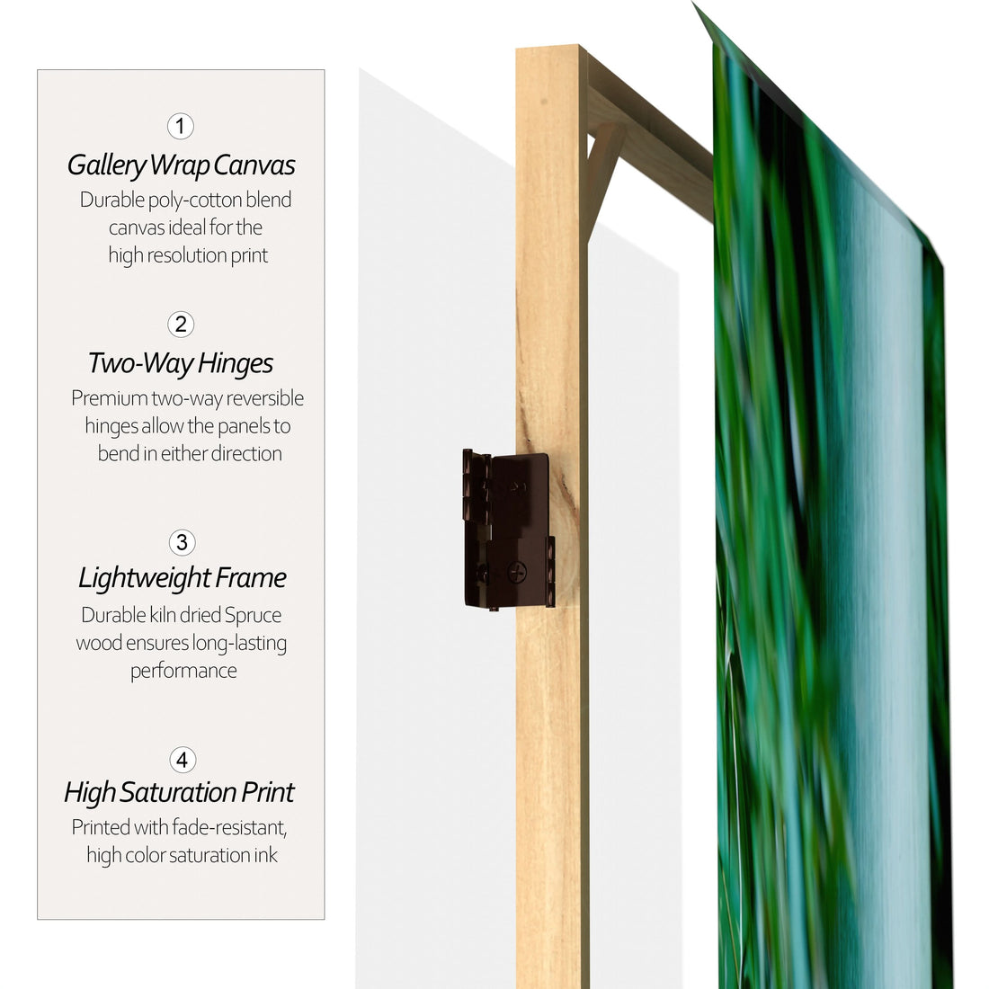 6 ft. Tall Double Sided Bamboo Tree Canvas Room Divider 4 Panel