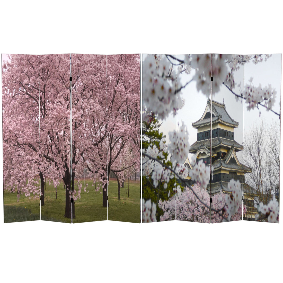 6 ft. Tall Double Sided Cherry Blossoms Room Divider
