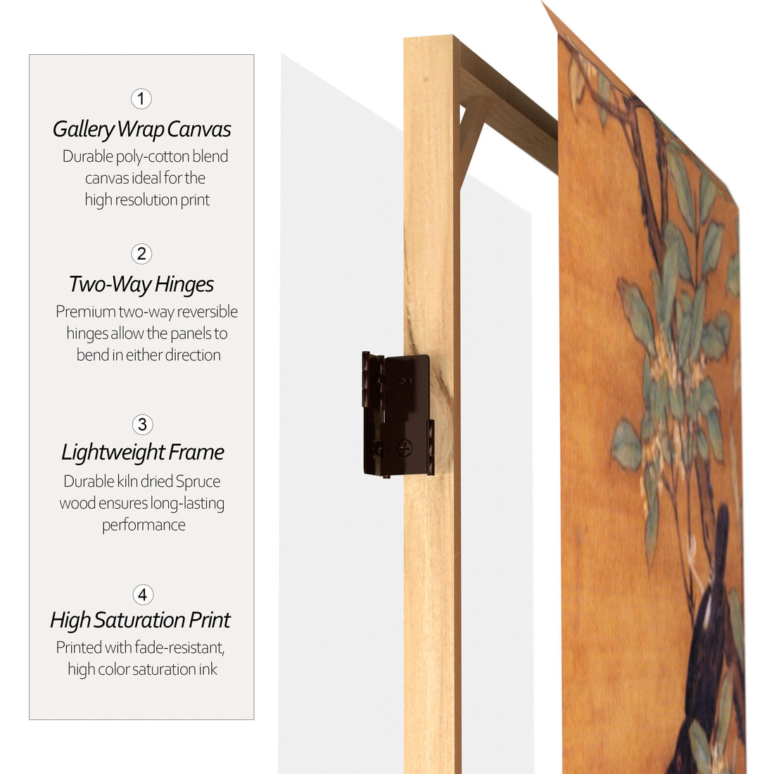 6 ft. Tall Double Sided Chinese Landscapes Canvas Room Divider