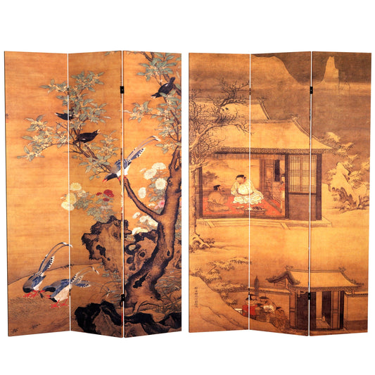 6 ft. Tall Double Sided Chinese Landscapes Canvas Room Divider