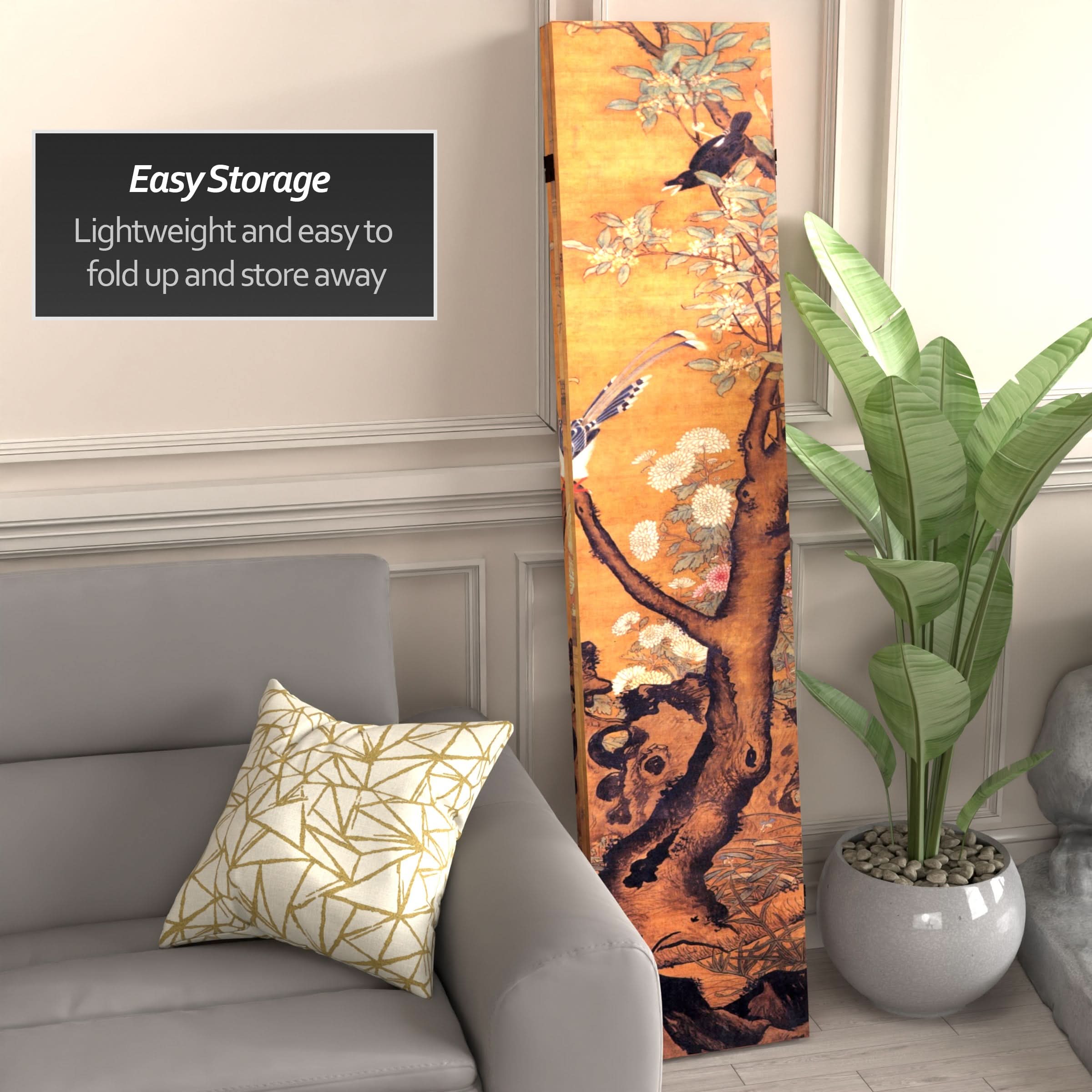 6 ft. Tall Double Sided Chinese Landscapes Canvas Room Divider