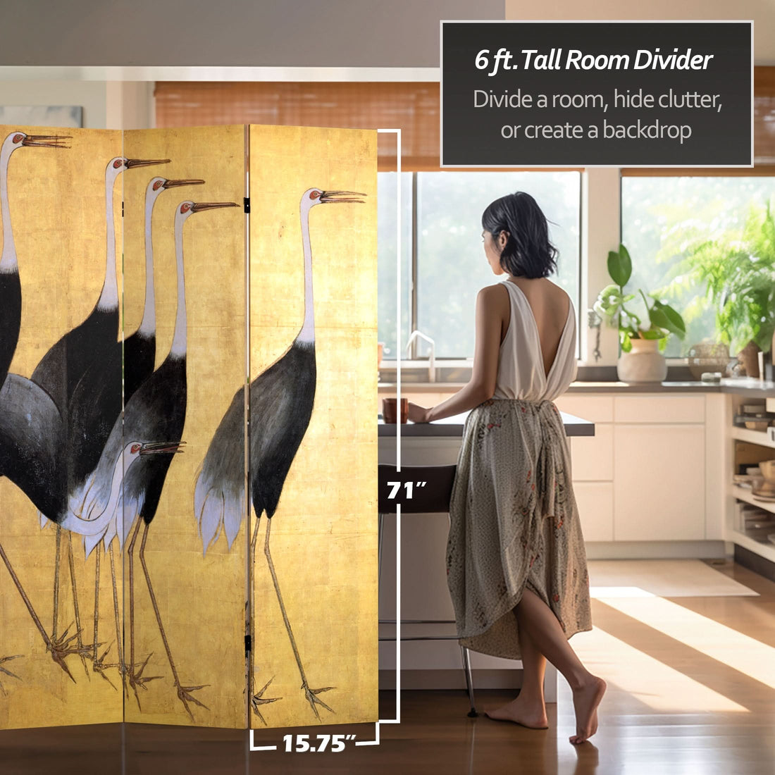 6 ft. Tall Double Sided Cranes Room Divider