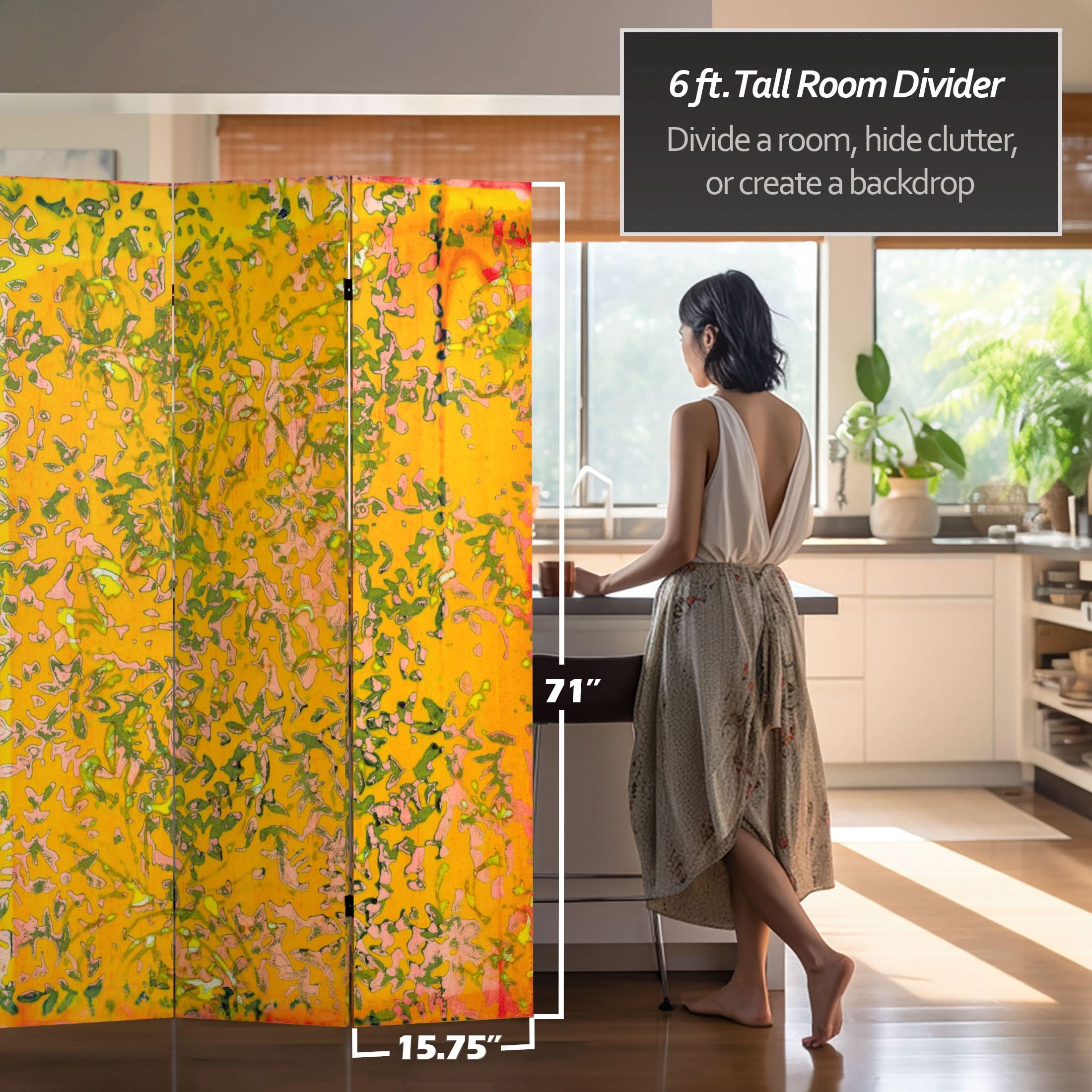 6 ft. Tall Double Sided Ivy Canvas Room Divider