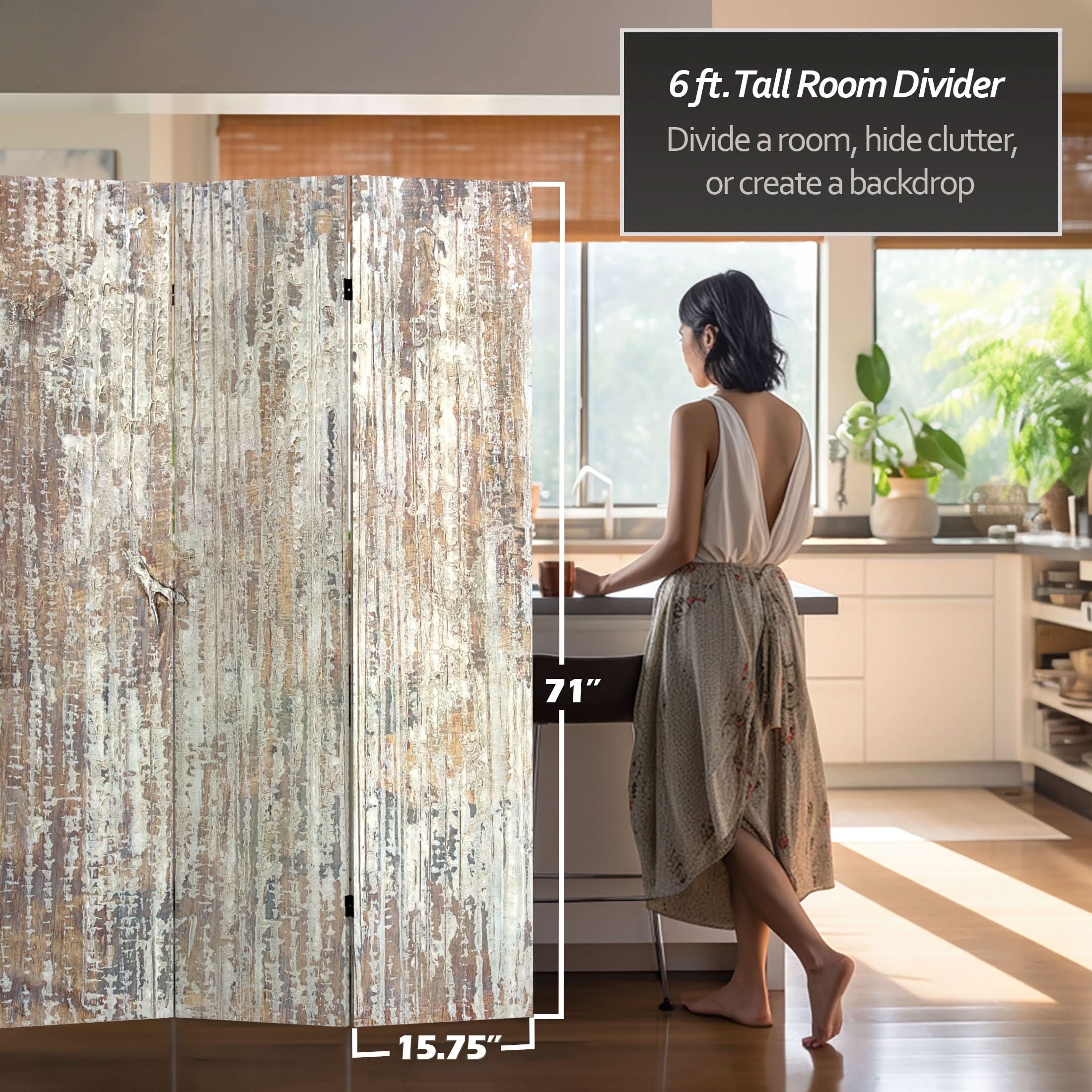 6 ft. Tall Double Sided Aspen Rain Canvas Room Divider