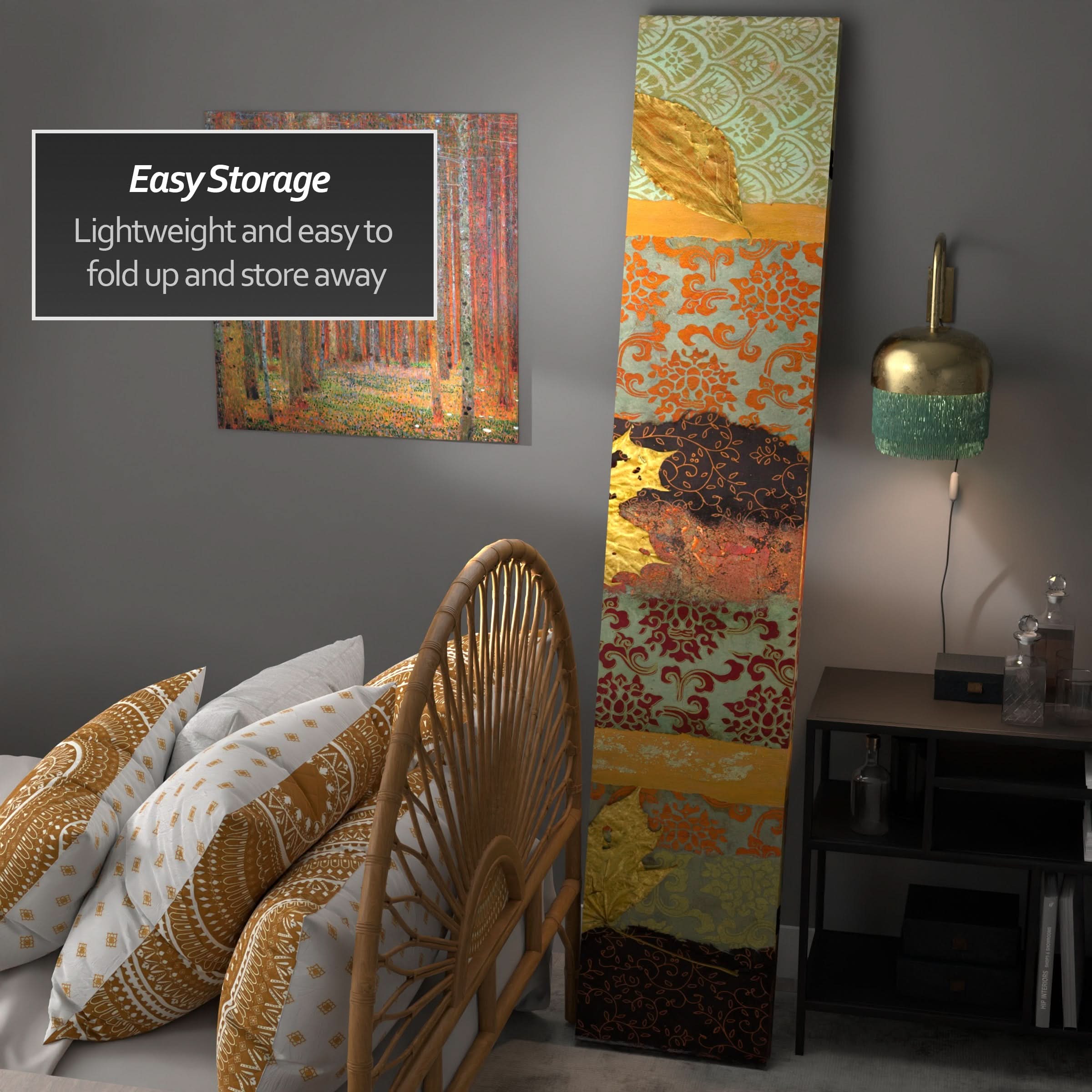 7 ft. Tall Double Sided October Gold Canvas Room Divider