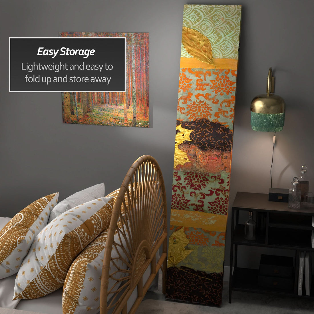 7 ft. Tall Double Sided October Gold Canvas Room Divider