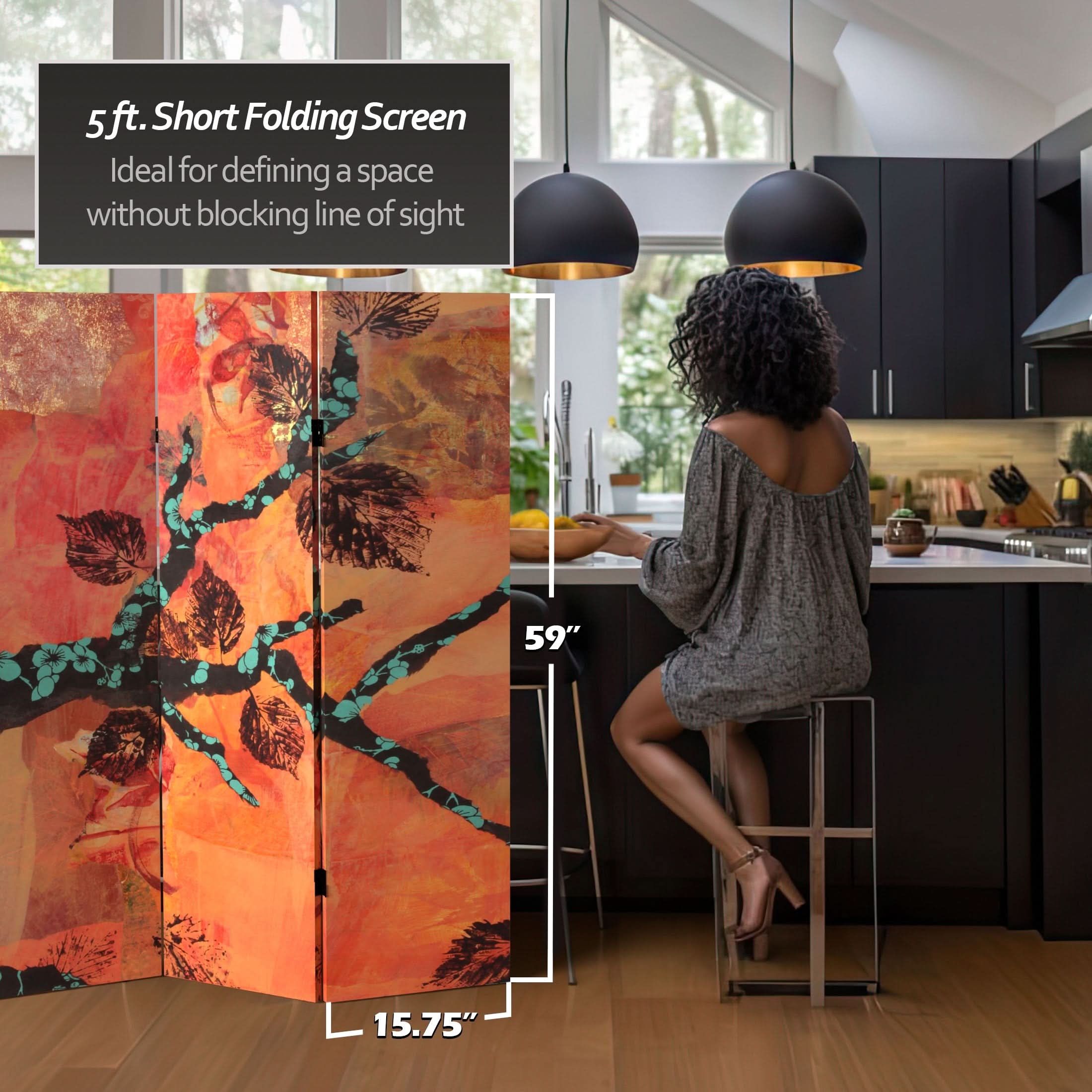 5 ft. Tall Rich Autumn Canvas Room Divider