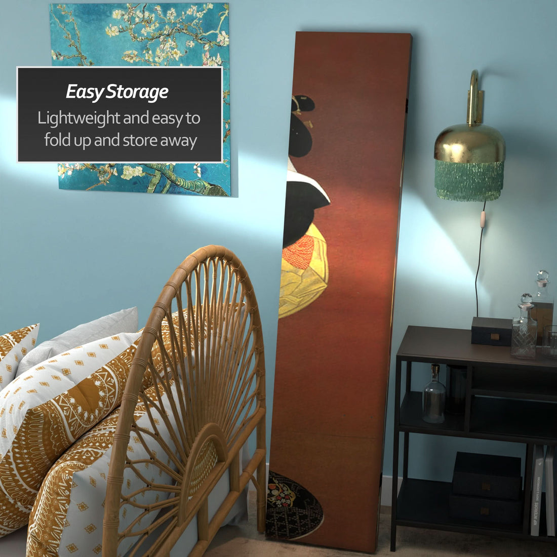 6 ft. Tall Double Sided Japanese Ladies Canvas Room Divider