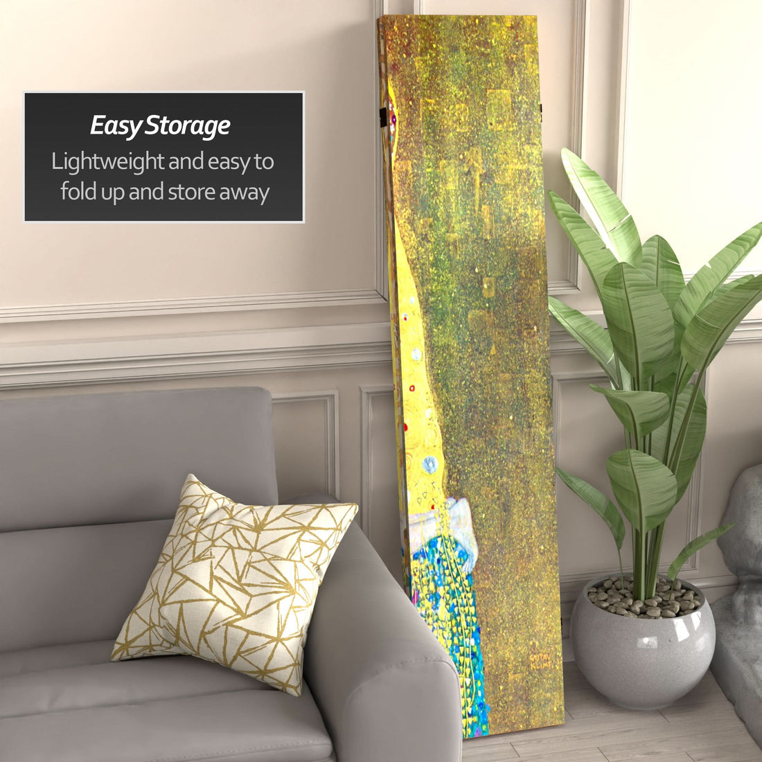 6 ft. Tall Double Sided Works of Klimt Room Divider - The Kiss/Tree of Life