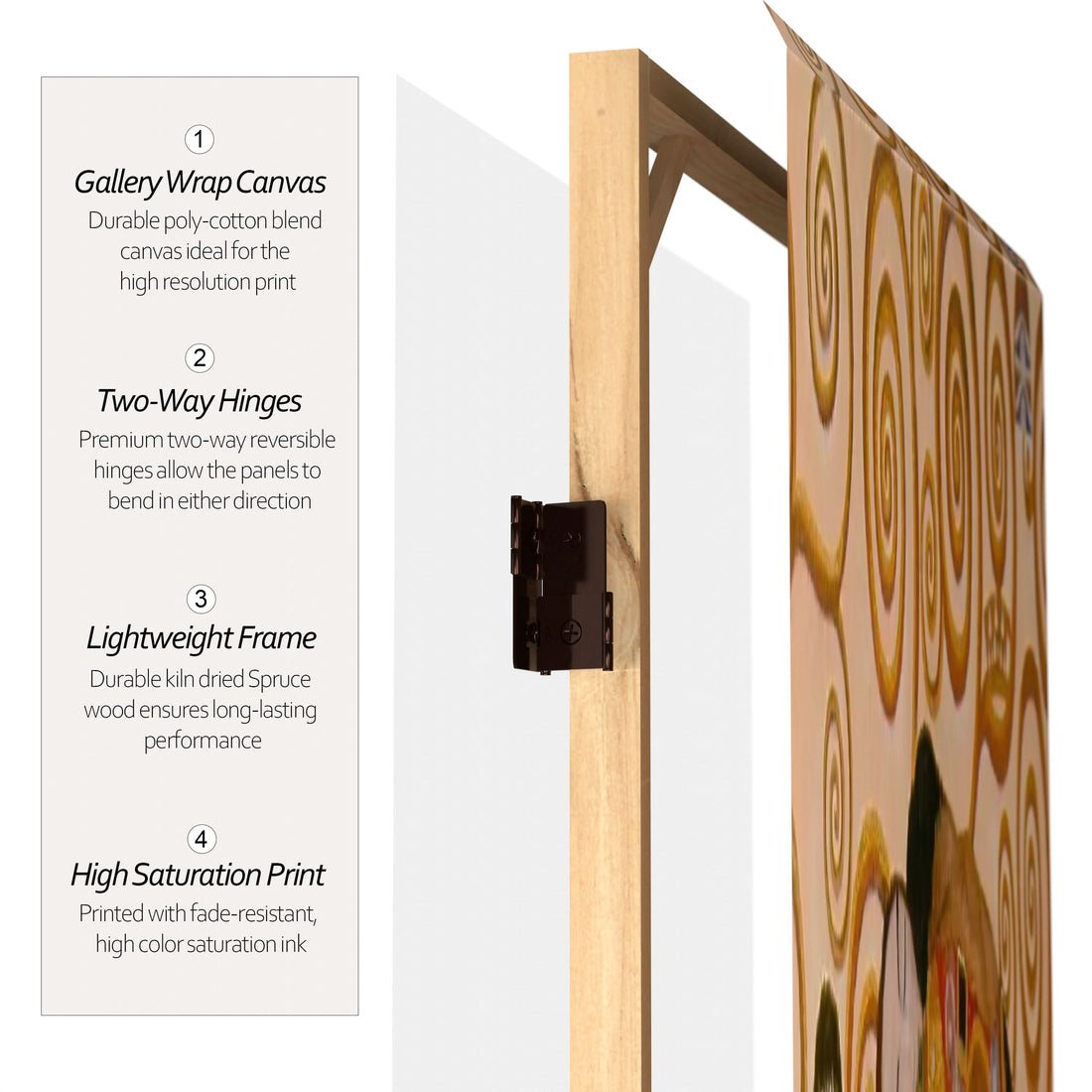 6 ft. Tall Double Sided Works of Klimt Room Divider - Stoclet Frieze