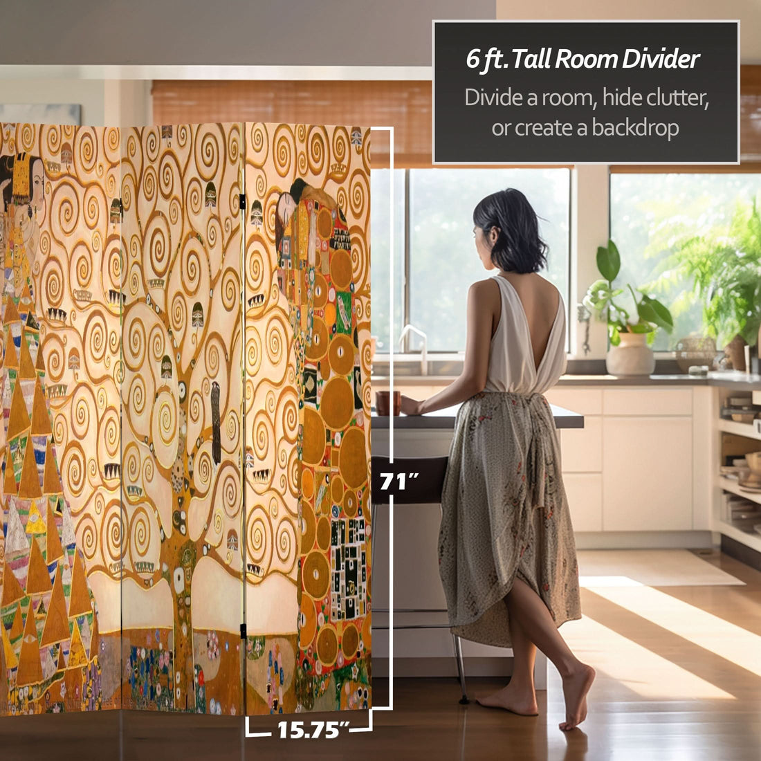 6 ft. Tall Double Sided Works of Klimt Room Divider - Stoclet Frieze