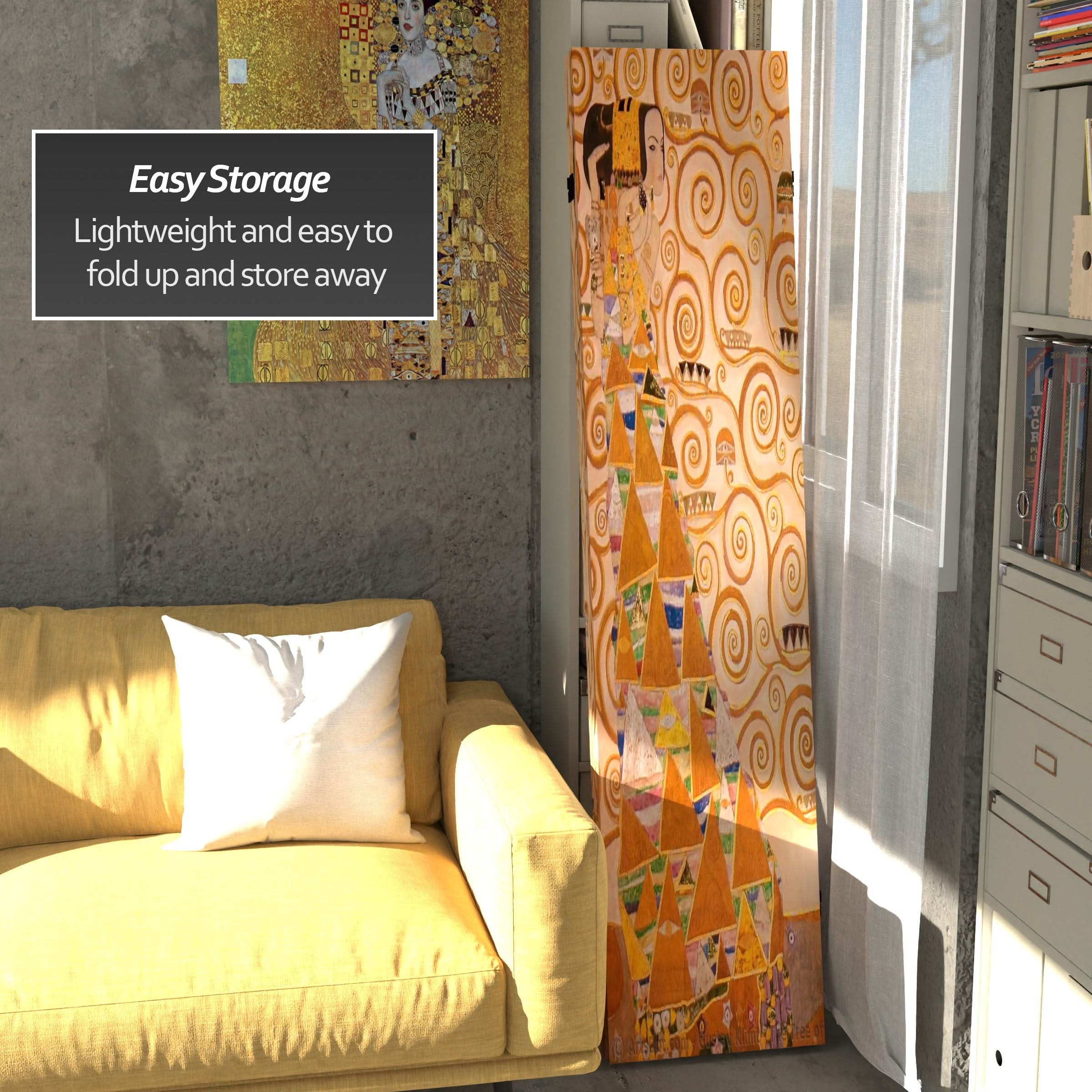 6 ft. Tall Double Sided Works of Klimt Room Divider - Stoclet Frieze