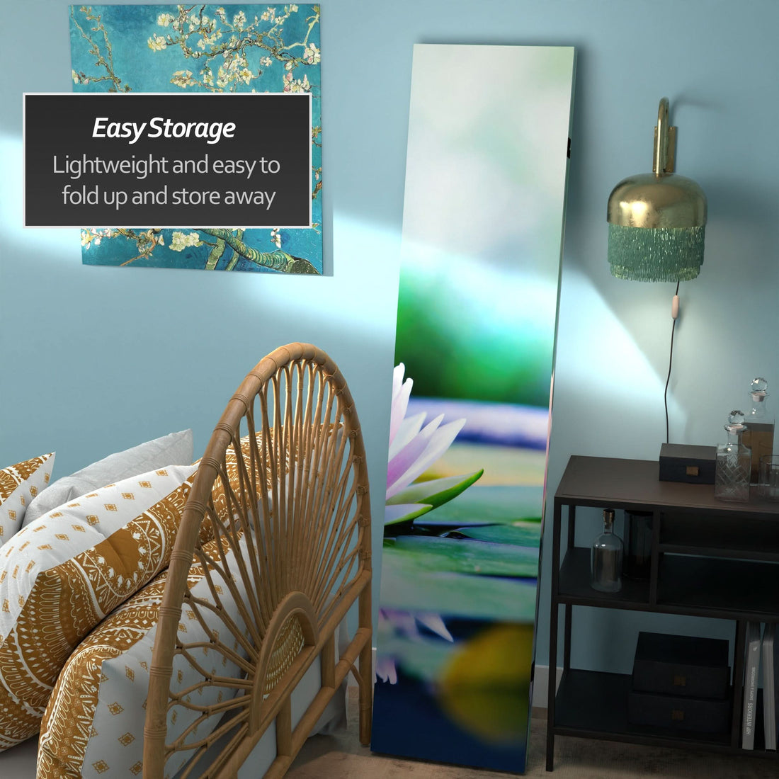 6 ft. Tall Double Sided Lotus Blossom Canvas Room Divider