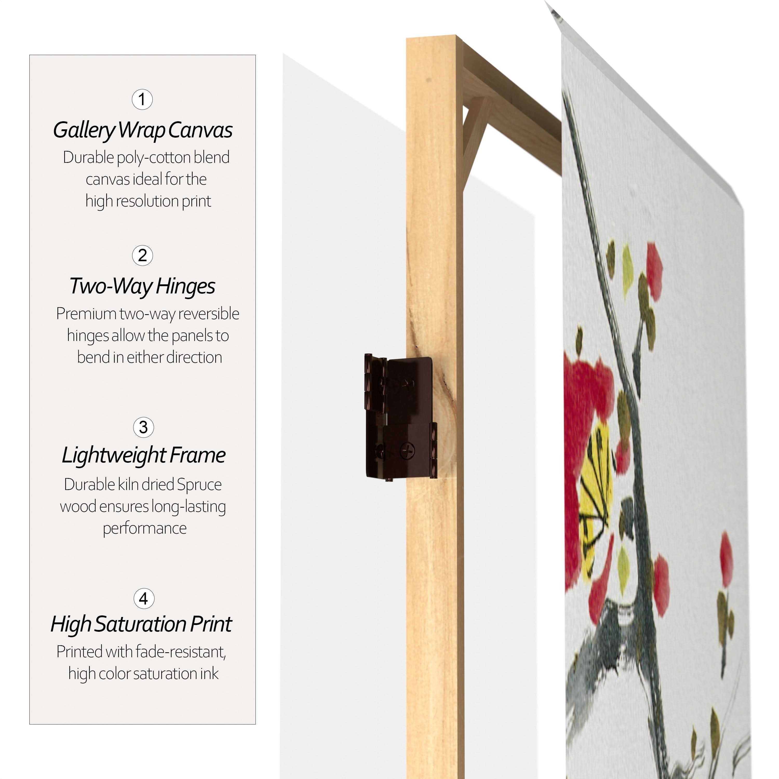 6 ft. Tall Double Sided Cherry Blossoms and Love Canvas Room Divider 4 Panel