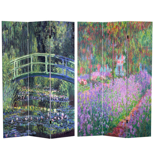 6 ft. Tall Double Sided Works of Monet Canvas Room Divider - Water Lily/Garden