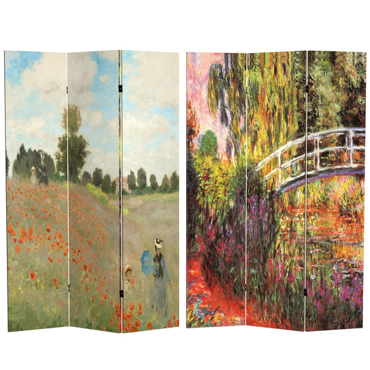 6 ft. Tall Double Sided Works of Monet Canvas Room Divider