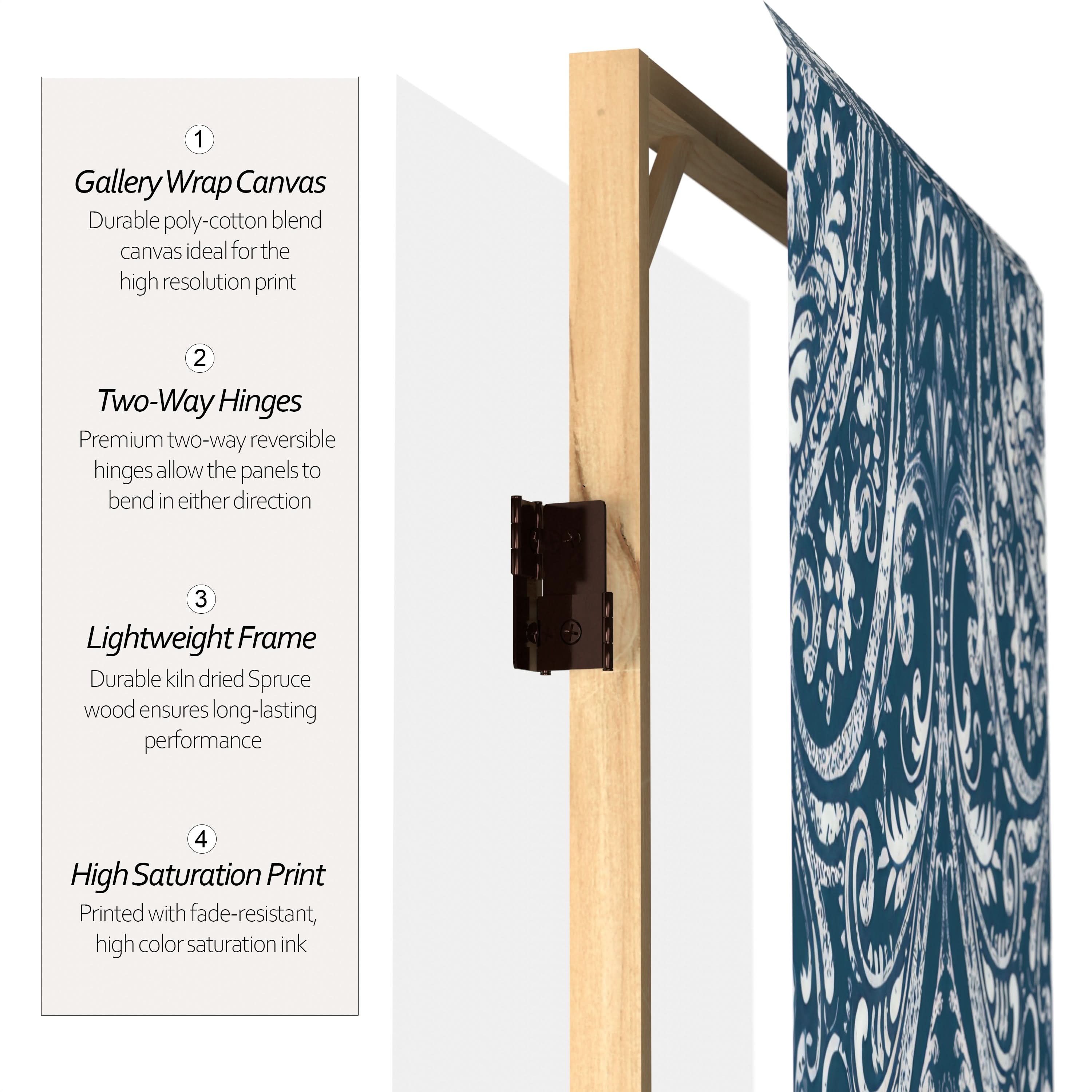 6 ft. Tall Double Sided Ocean Damask Canvas Room Divider