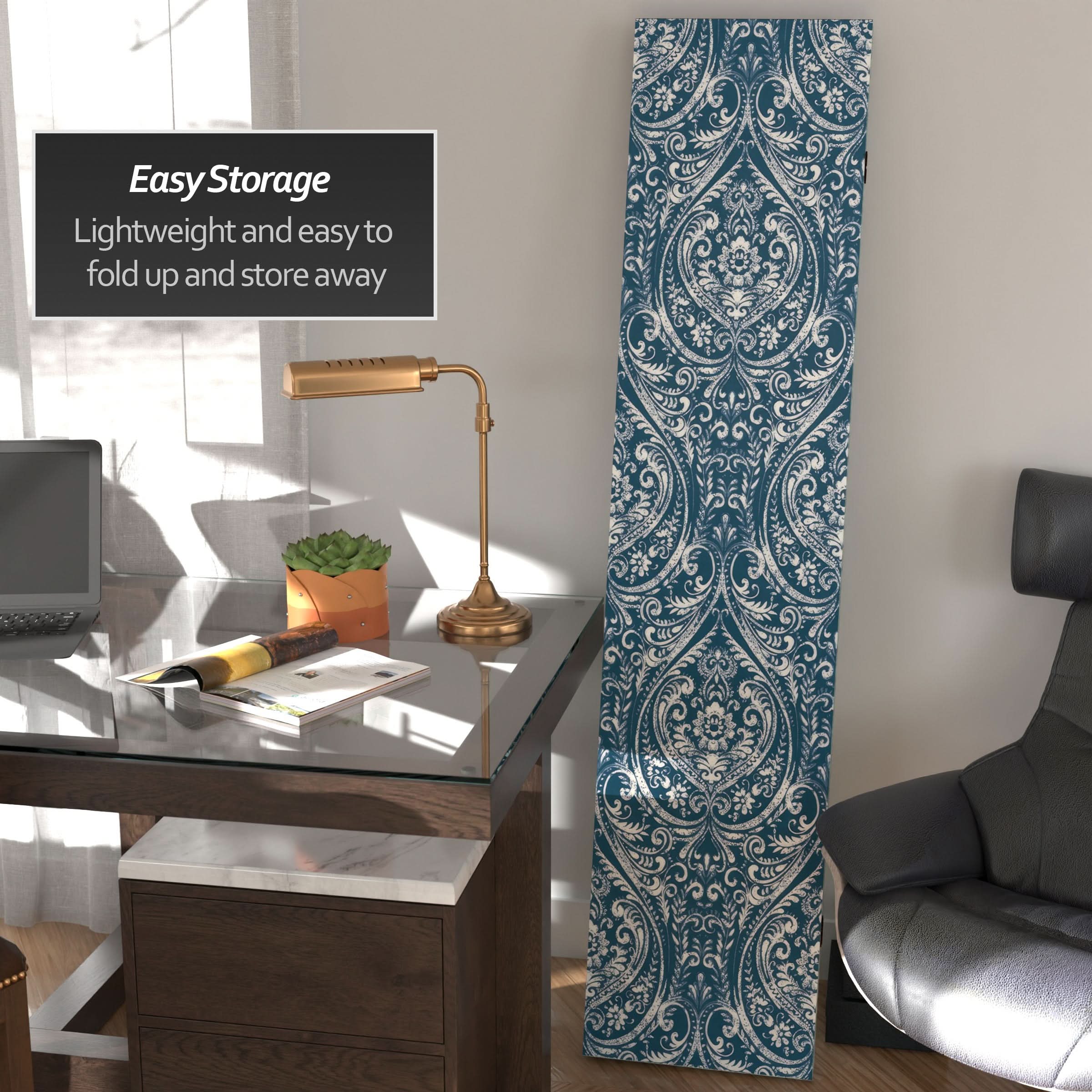 6 ft. Tall Double Sided Ocean Damask Canvas Room Divider