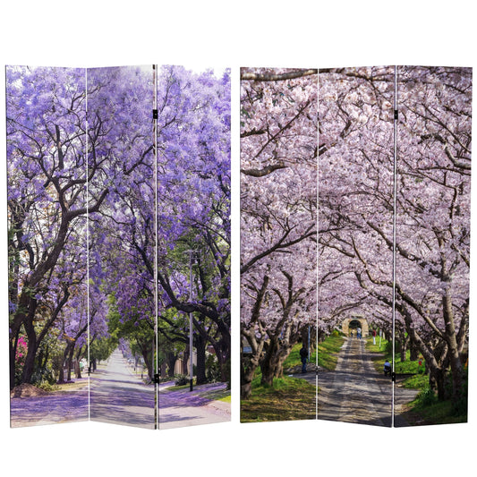 6 ft. Tall Double Sided Lavender Road Canvas Room Divider