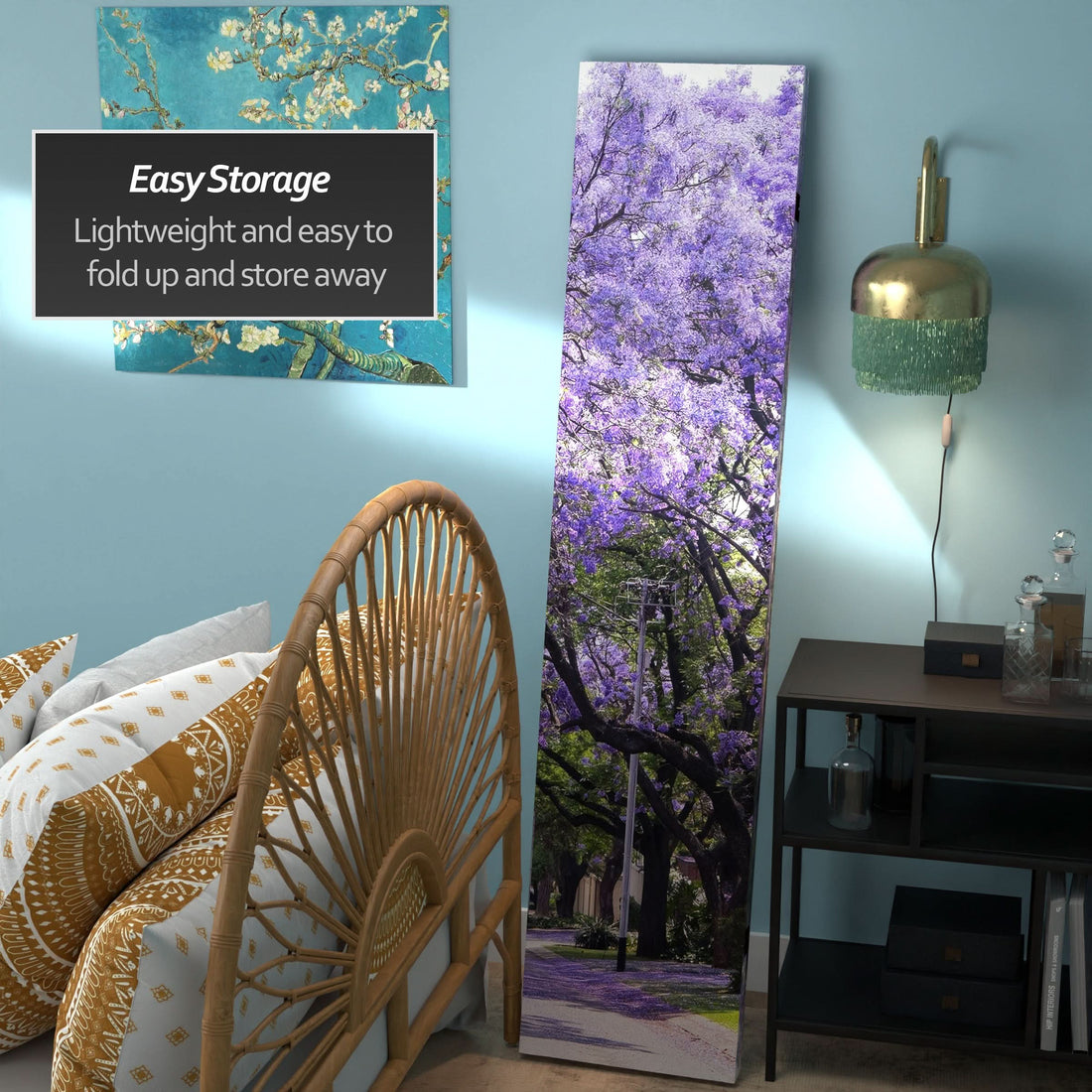 6 ft. Tall Double Sided Lavender Road Canvas Room Divider