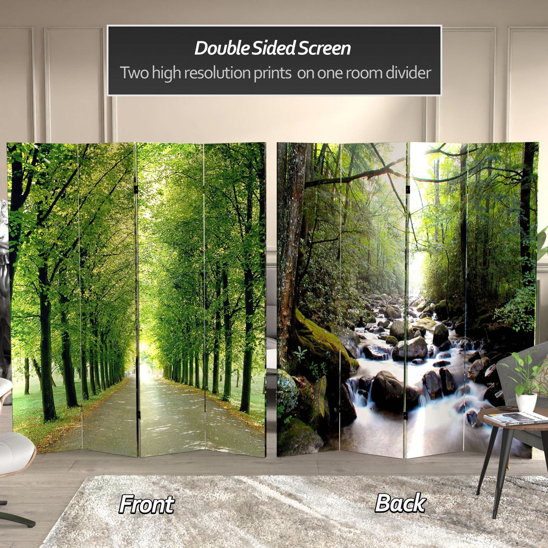 6 ft. Tall Double Sided Path of Life Canvas Room Divider