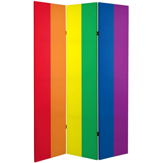 6 ft. Tall Double Sided Rainbow Canvas Room Divider
