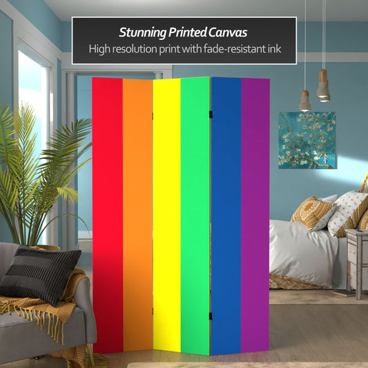  6 ft. Tall Double Sided Rainbow Canvas Room Divider 