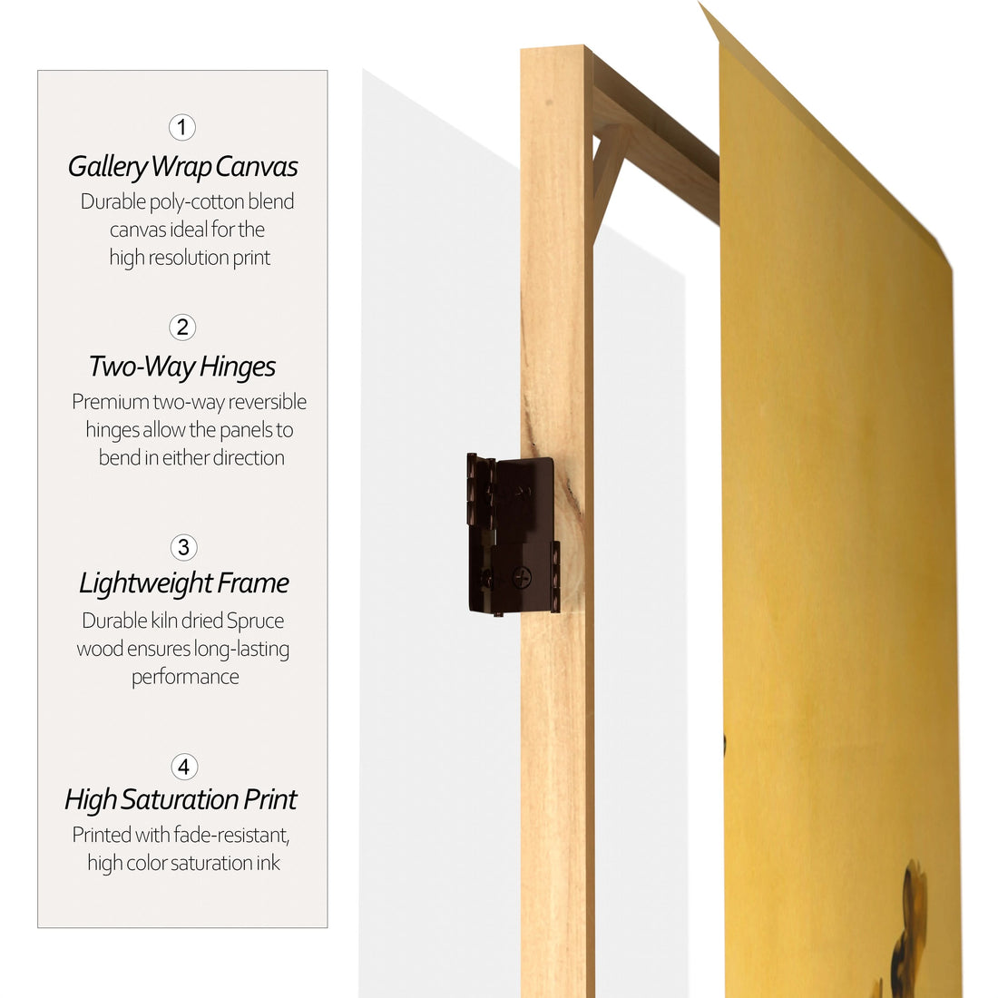 3 ft. Short Double Sided Birds on Plum Tree Canvas Room Divider