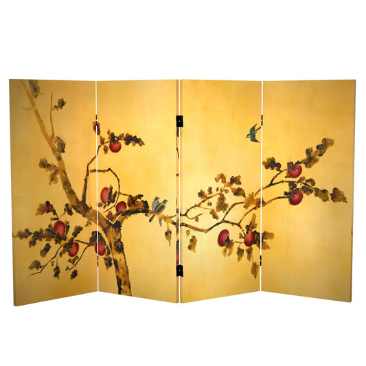3 ft. Short Double Sided Birds on Plum Tree Canvas Room Divider