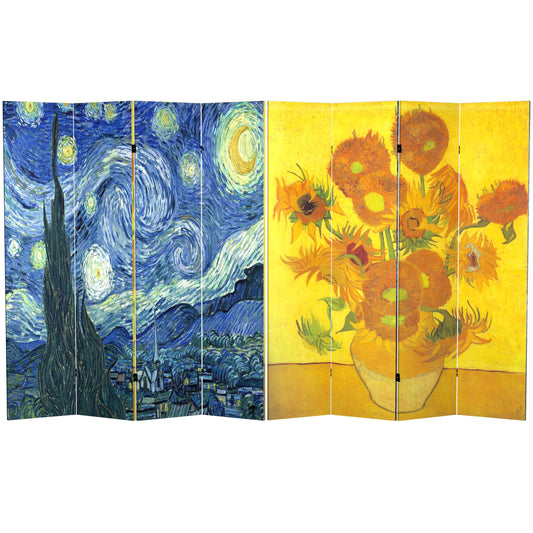 6 ft. Tall Double Sided Works of Van Gogh Canvas Room Divider 4 Panel