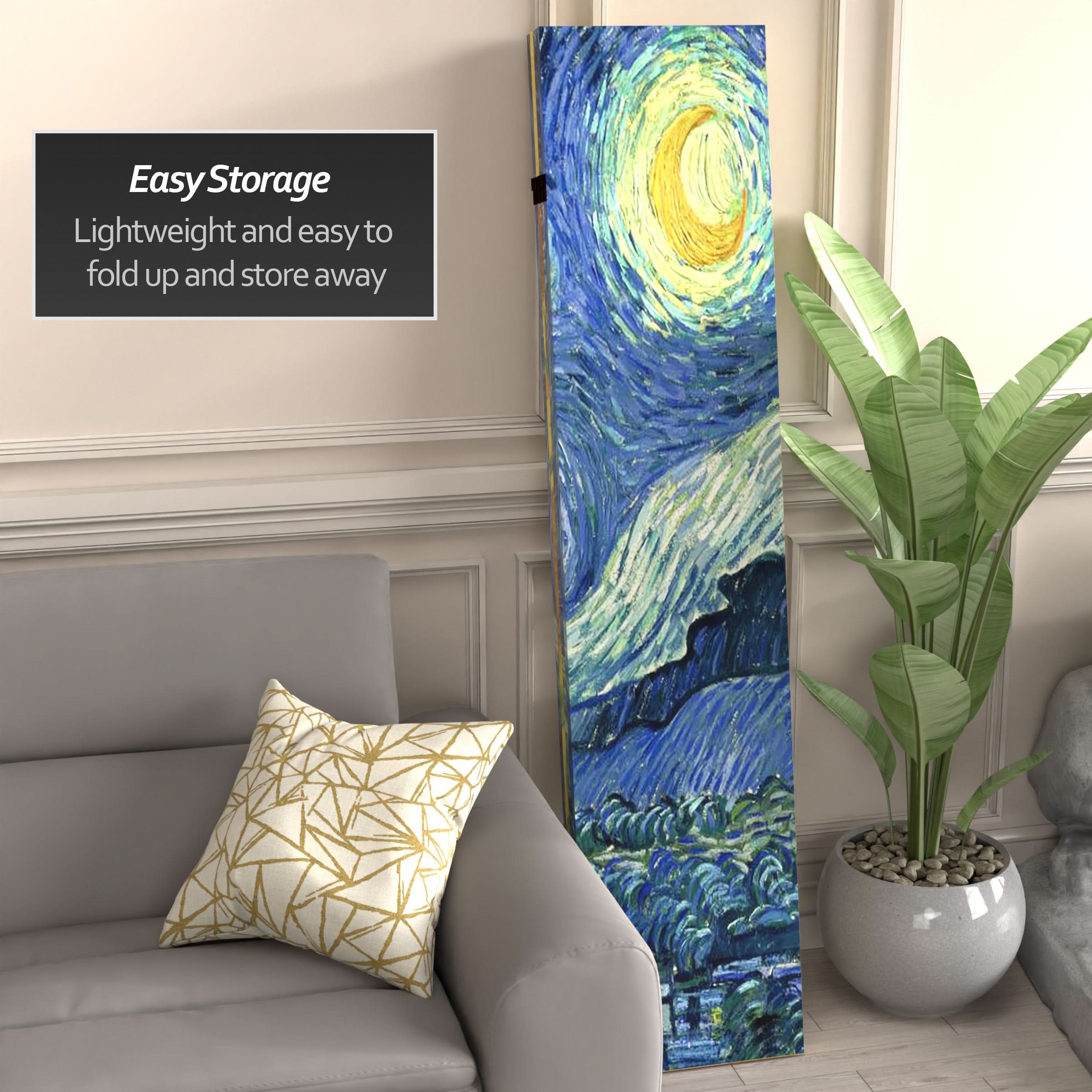 6 ft. Tall Double Sided Works of Van Gogh Canvas Room Divider 4 Panel