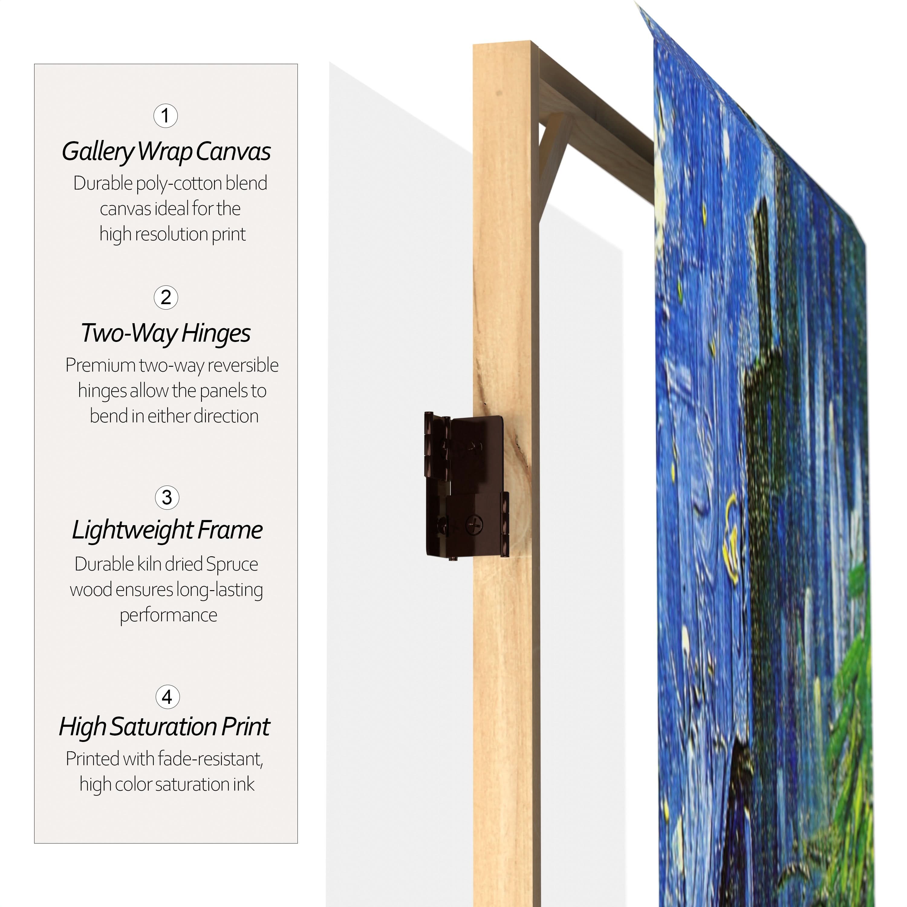 6 ft. Tall Double Sided Works of Van Gogh Canvas Room Divider - Cafe Terrace/View of Arles
