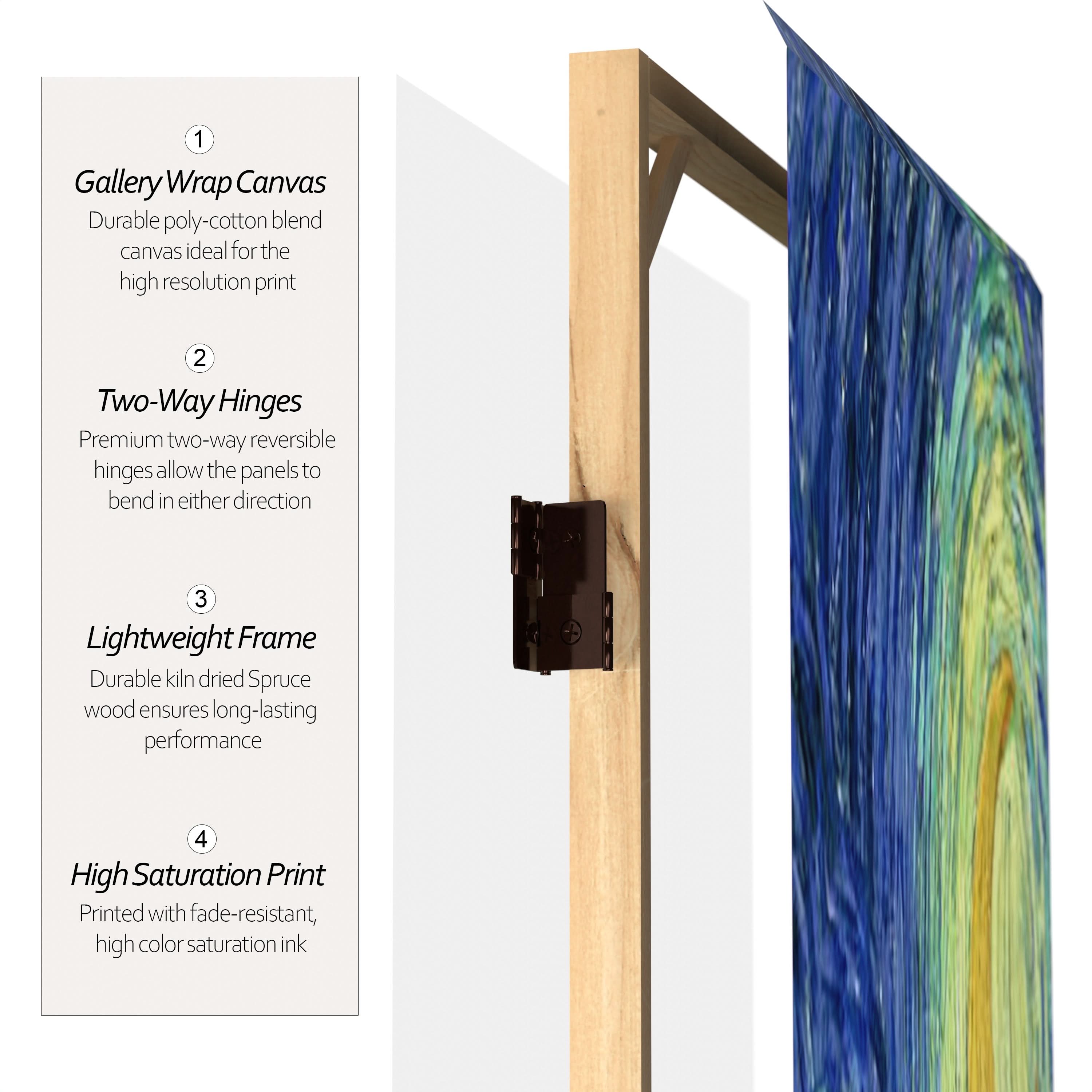 6 ft. Tall Double Sided Works of Van Gogh Canvas Room Divider - Starry Night/Sunflowers