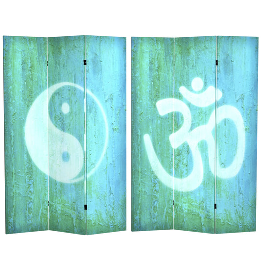 6 ft. Tall Double Sided Yin Yang/Om Canvas Room Divider